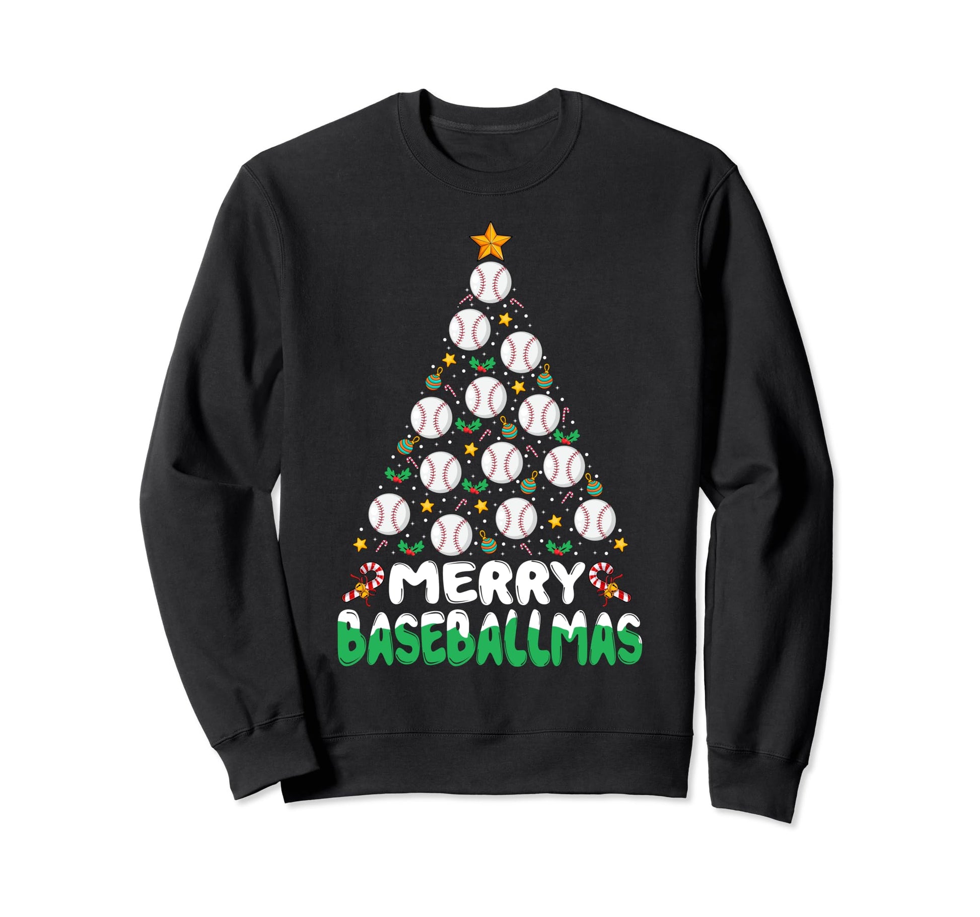 Baseball Merry Baseballmas Tree Sweatshirt - Minimalist Print Unisex - T-Shirt, Sweatshirt, Hoodie