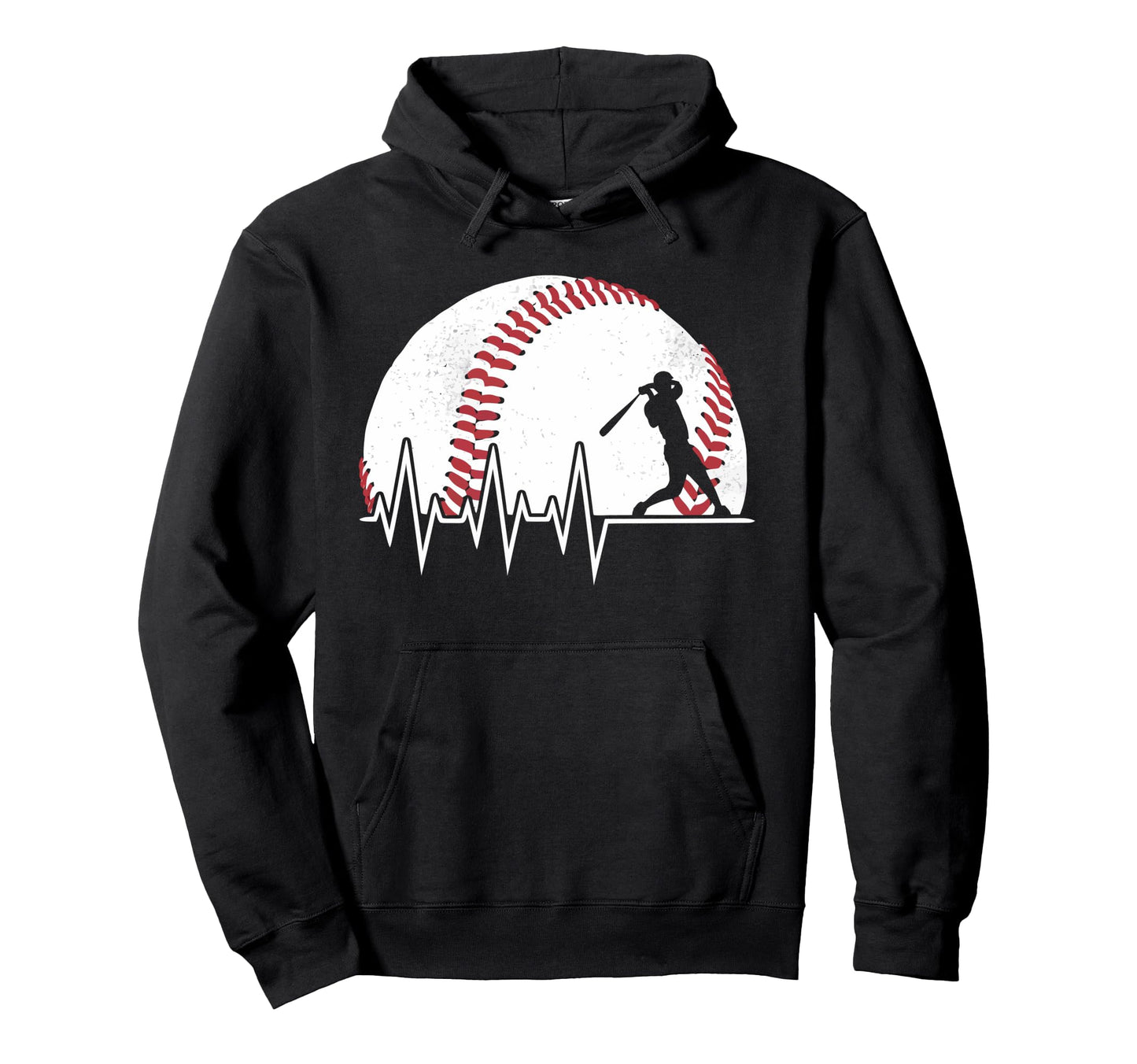 Baseball Heartbeat Sport Fan Hoodie - Fun Novelty Design Men Women - T-Shirt, Sweatshirt, Hoodie