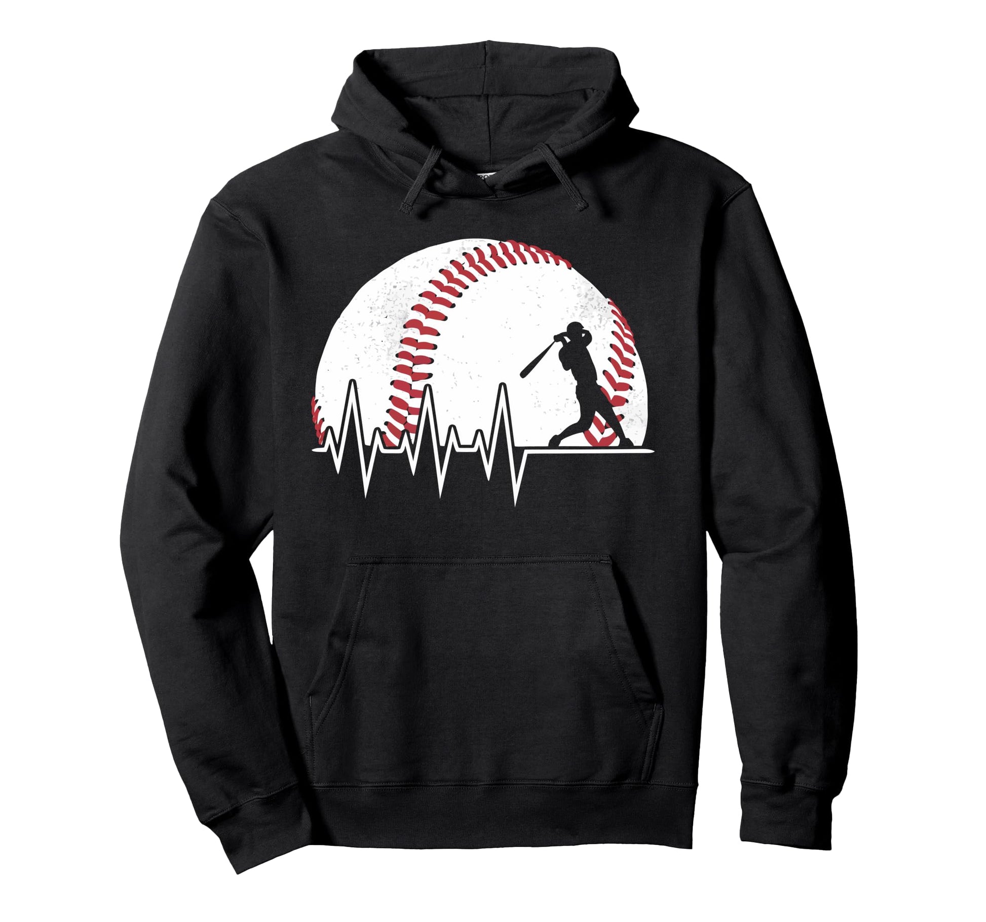Baseball Heartbeat Sport Fan Hoodie - Fun Novelty Design Men Women - T-Shirt, Sweatshirt, Hoodie