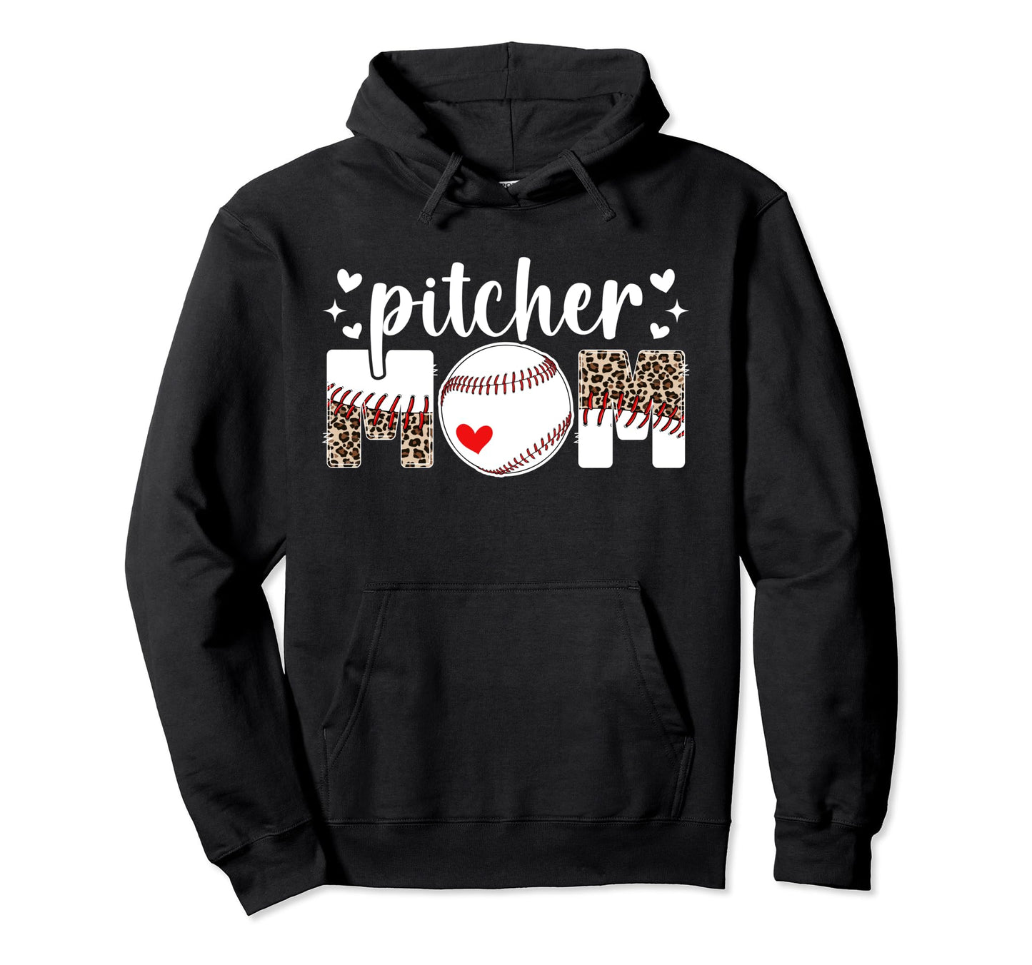 Baseball Pitcher Mom Leopard Mom Hoodie - Novelty Apparel for Adults - T-Shirt, Sweatshirt, Hoodie
