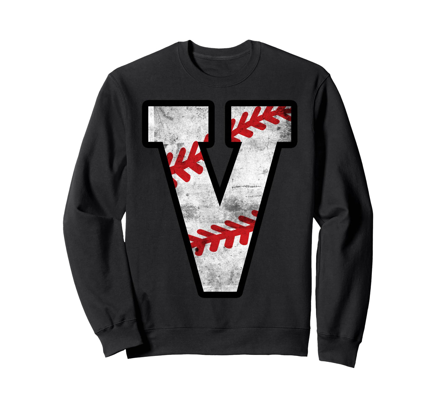 Distressed Baseball Letter V Sweatshirt - Streetwear Style for Adults - T-Shirt, Sweatshirt, Hoodie