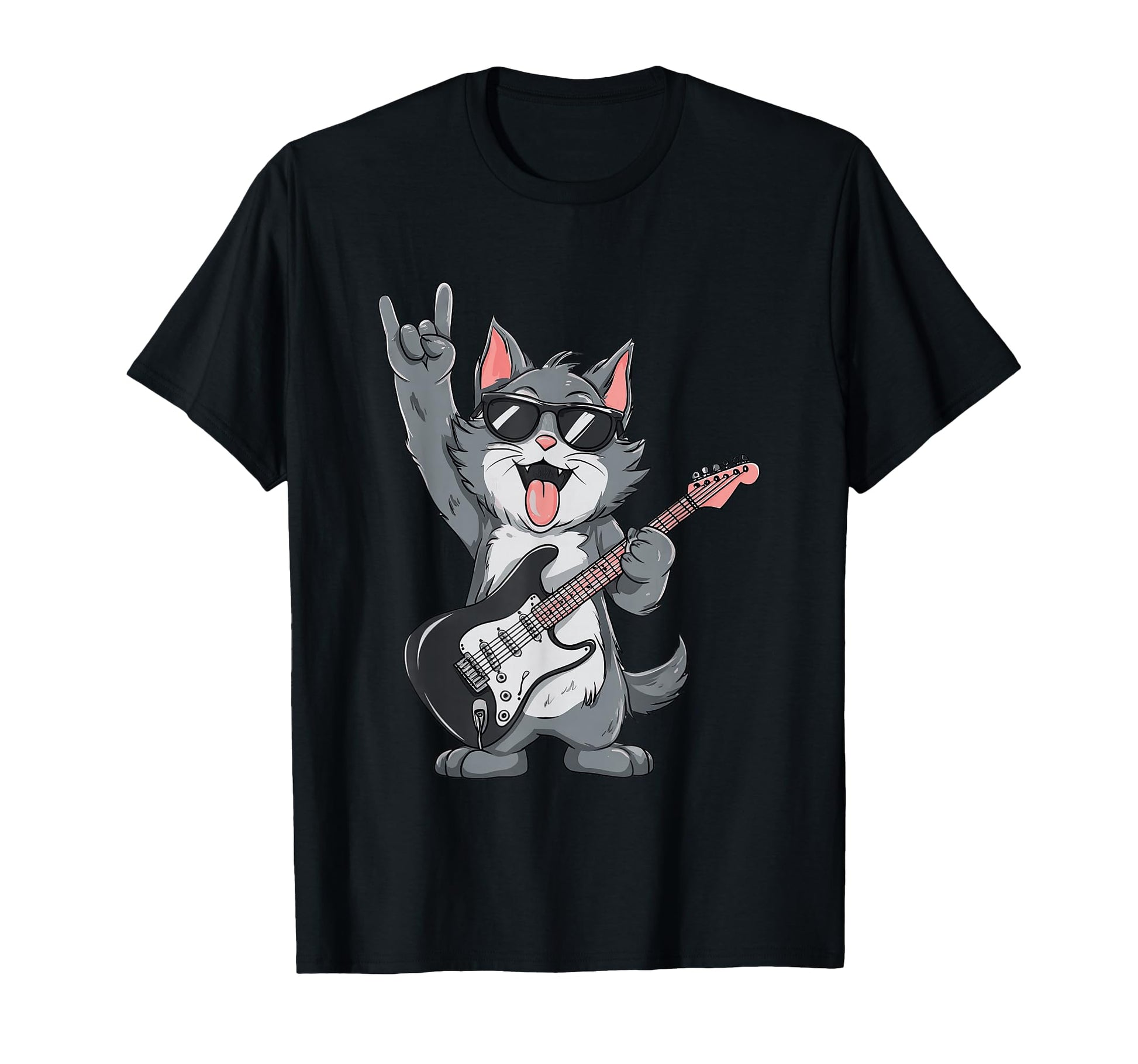 Funny Cat Rock Cat Music Lover Cartoon T-Shirt - Trendy Graphic Unisex - T-Shirt, Sweatshirt, Hoodie