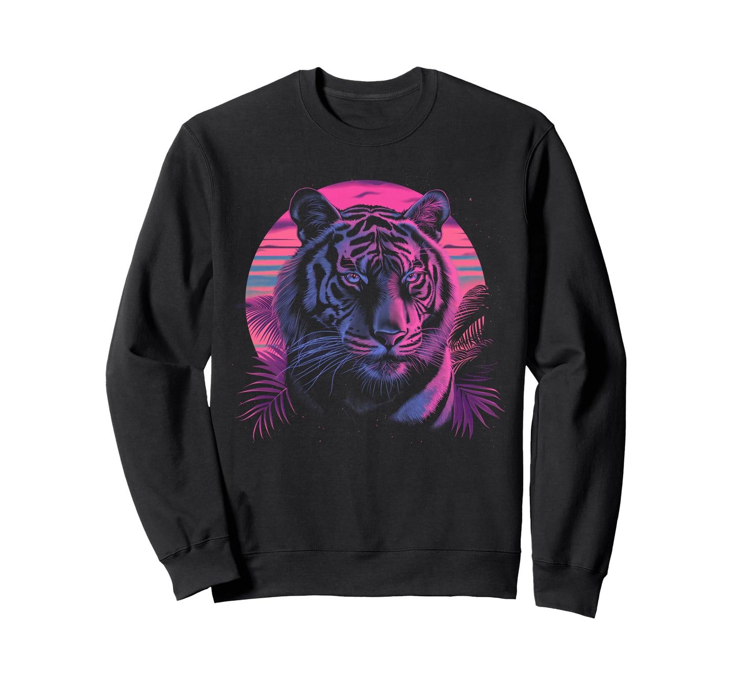 Tiger Vaporwave Aesthetic Sweatshirt - Casual Everyday Wear Men Women - T-Shirt, Sweatshirt, Hoodie