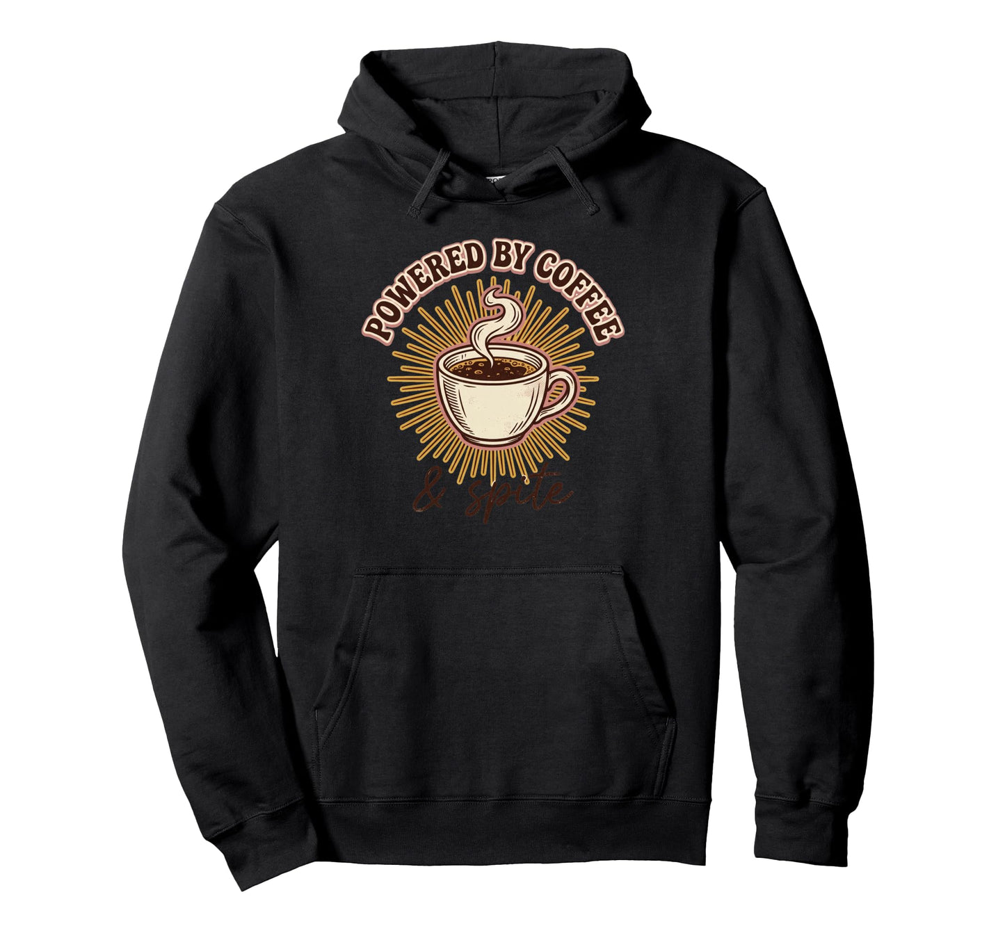 Powered Coffee And Spite Funny Caffeine Hoodie - Fun Novelty Design Unisex - T-Shirt, Sweatshirt, Hoodie