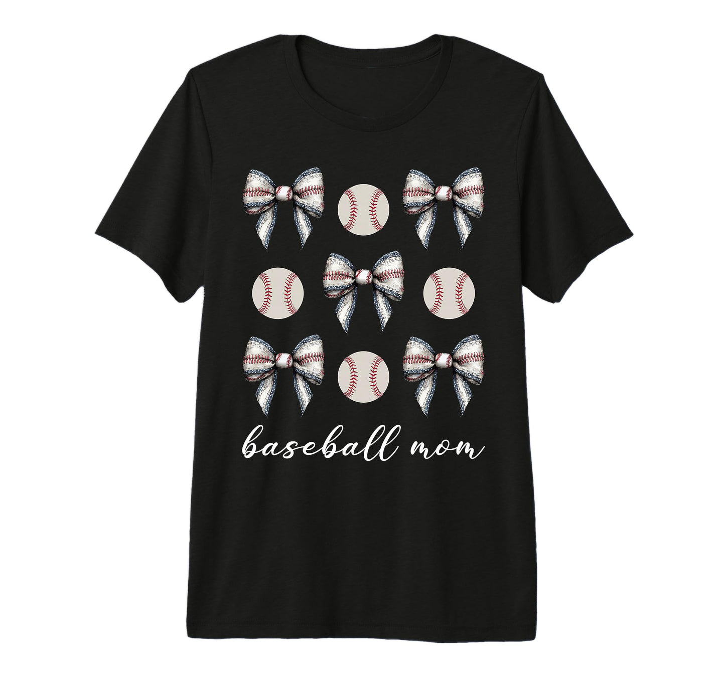 Coquette Bow Baseball Mom Baseball T-Shirt - Custom Art Print Unisex - T-Shirt, Sweatshirt, Hoodie