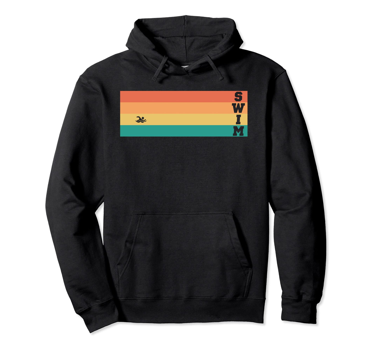 Trendy Swimmer Color Stripe Swim Hoodie - Unique Graphic Unisex - T-Shirt, Sweatshirt, Hoodie