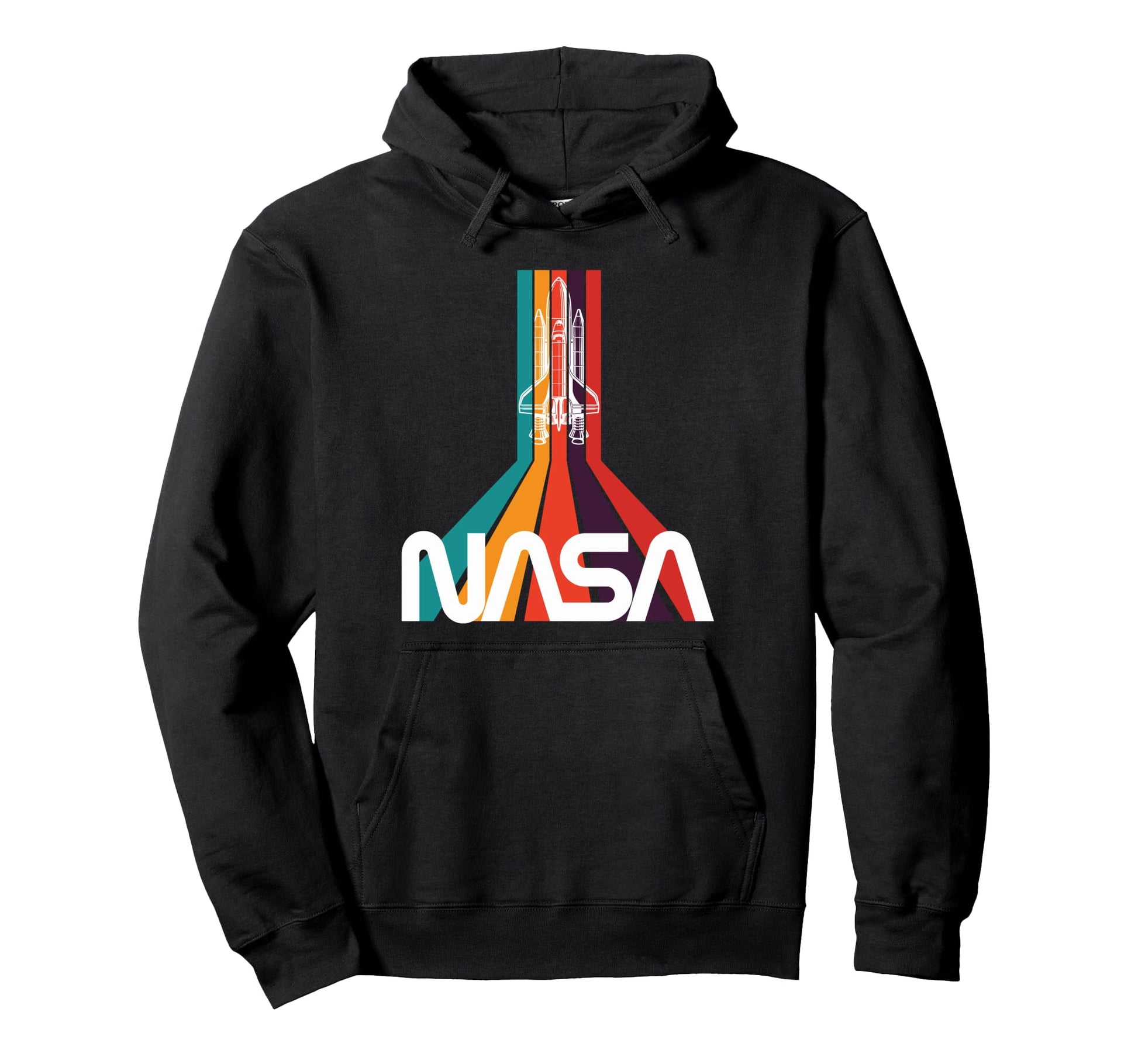 Nasa Stripe Space Shuttle Worm Logo Hoodie - Fun Novelty Design Unisex - T-Shirt, Sweatshirt, Hoodie
