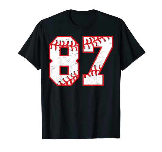 87 Birthday Baseball Theme Bday T-Shirt - Casual Everyday Wear Unisex - T-Shirt, Sweatshirt, Hoodie
