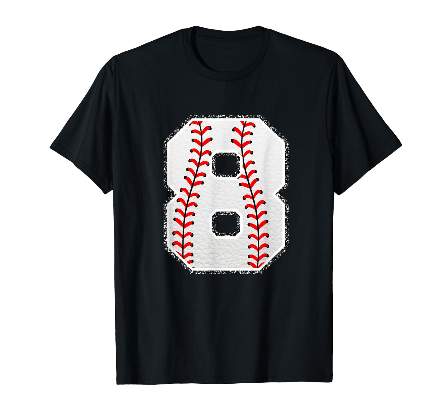 Number 8 Baseball Distressed Number T-Shirt - Custom Art Print Unisex - T-Shirt, Sweatshirt, Hoodie