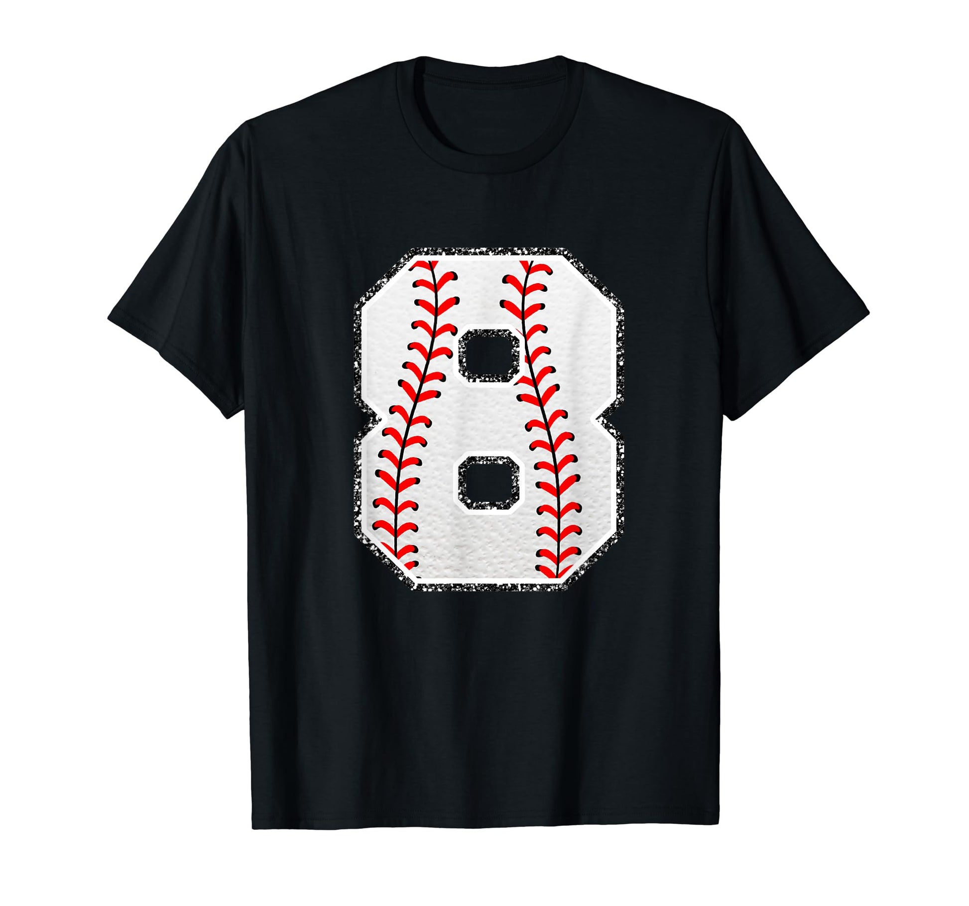 Number 8 Baseball Distressed Number T-Shirt - Custom Art Print Unisex - T-Shirt, Sweatshirt, Hoodie