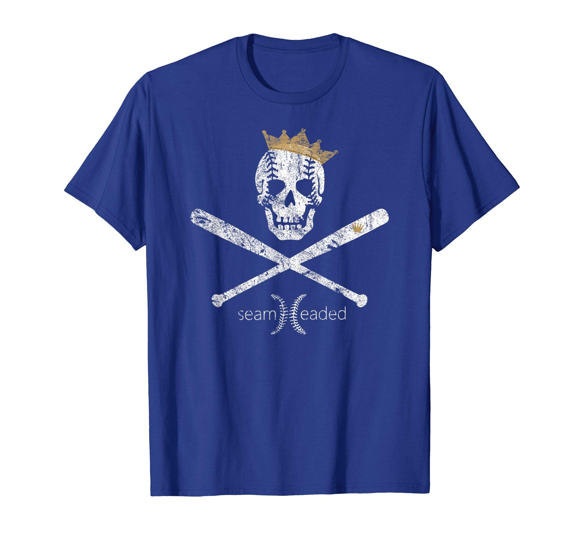 Royal Baseball Skull And Baseball Bat T-Shirt - Graphic Print for Adults - T-Shirt, Sweatshirt, Hoodie
