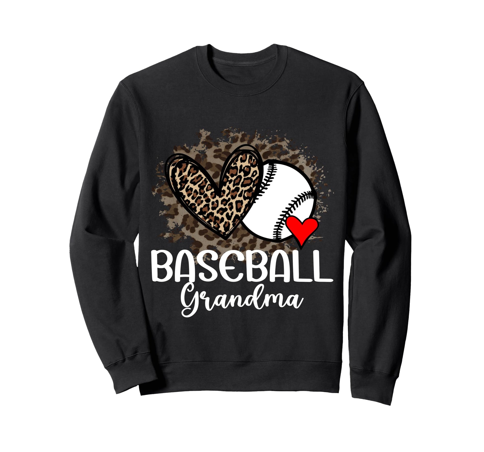 Baseball Grandma Funny Leopard Sweatshirt - Fun Novelty Design for Adults - T-Shirt, Sweatshirt, Hoodie