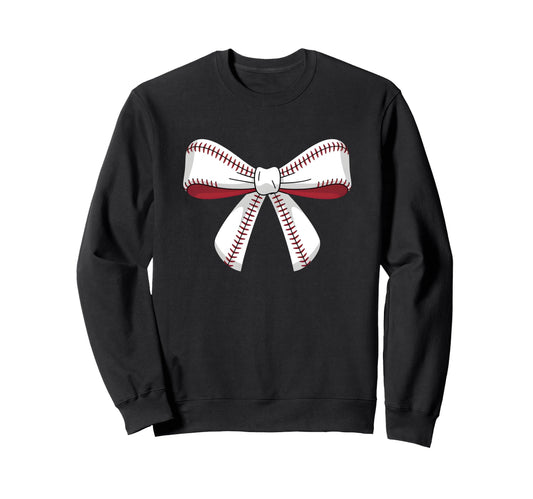 Baseball Bow Baseball Mom Mama Sweatshirt - Trendy Graphic Men Women - T-Shirt, Sweatshirt, Hoodie