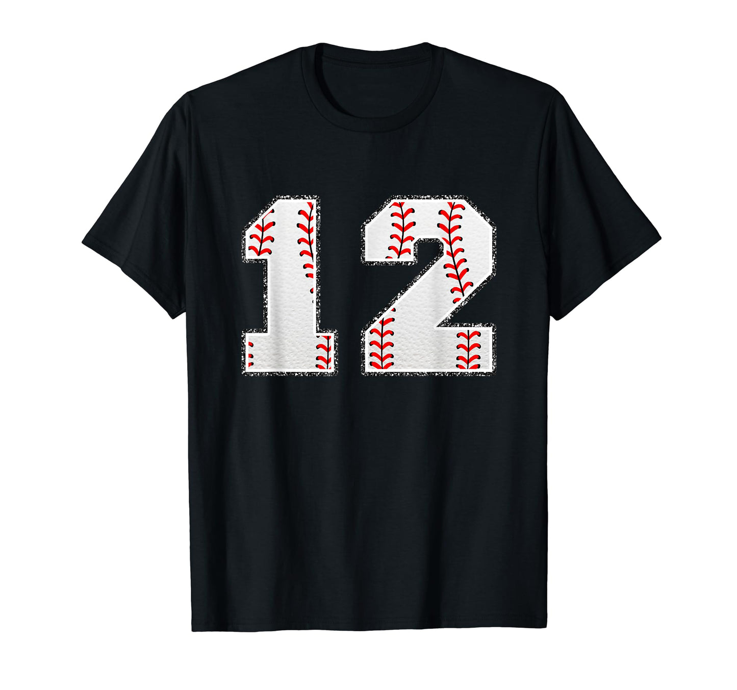 Number 12 Baseball Distressed Number T-Shirt - Novelty Apparel Men Women - T-Shirt, Sweatshirt, Hoodie