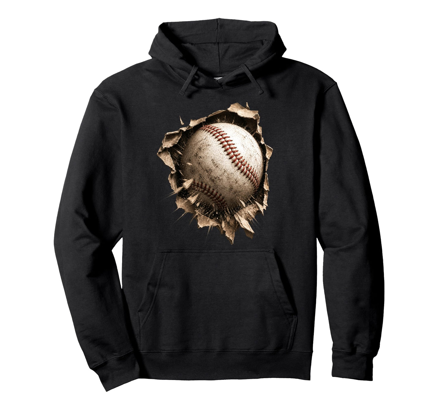 Baseball Softball Torn Fabric Bursting 3D Hoodie - Unique Graphic Men Women - T-Shirt, Sweatshirt, Hoodie