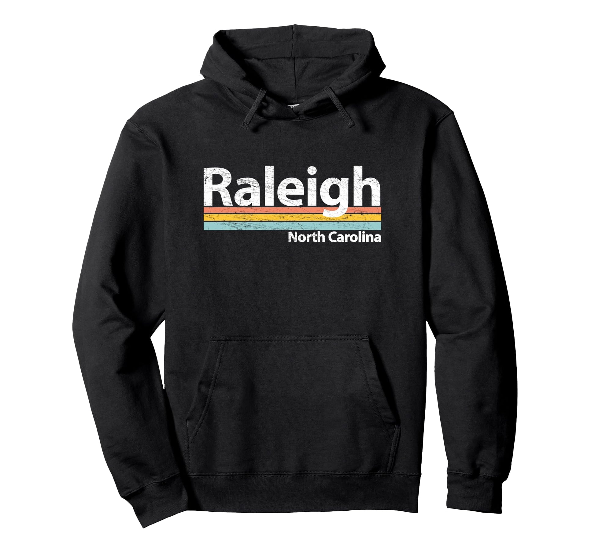 Raleigh North Carolina Worn Stripes Hoodie - Novelty Apparel for Adults - T-Shirt, Sweatshirt, Hoodie