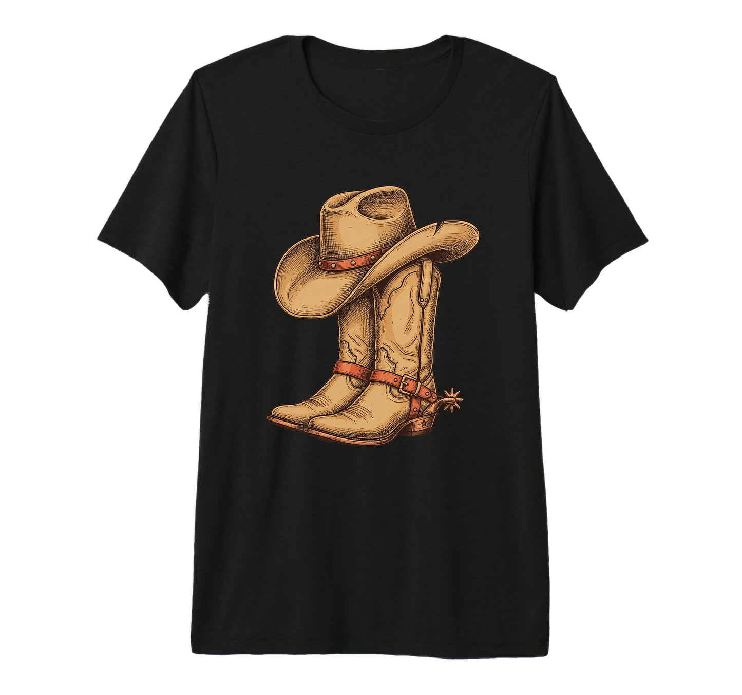Cowboy Hat And Boots Western T-Shirt - Minimalist Print for Adults - T-Shirt, Sweatshirt, Hoodie