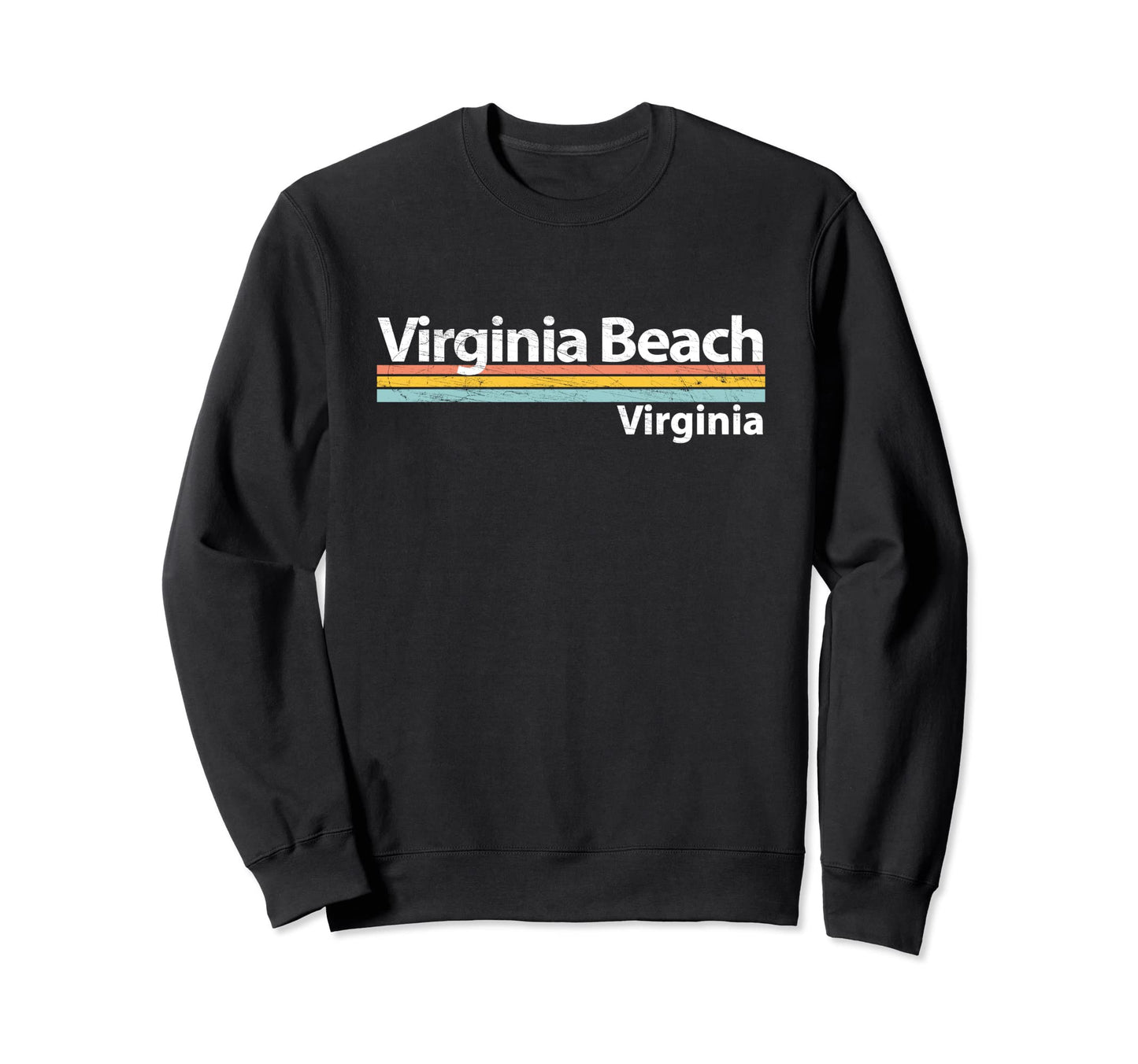 Virginia Beach Va Worn Stripes Sweatshirt - Custom Art Print Men Women - T-Shirt, Sweatshirt, Hoodie