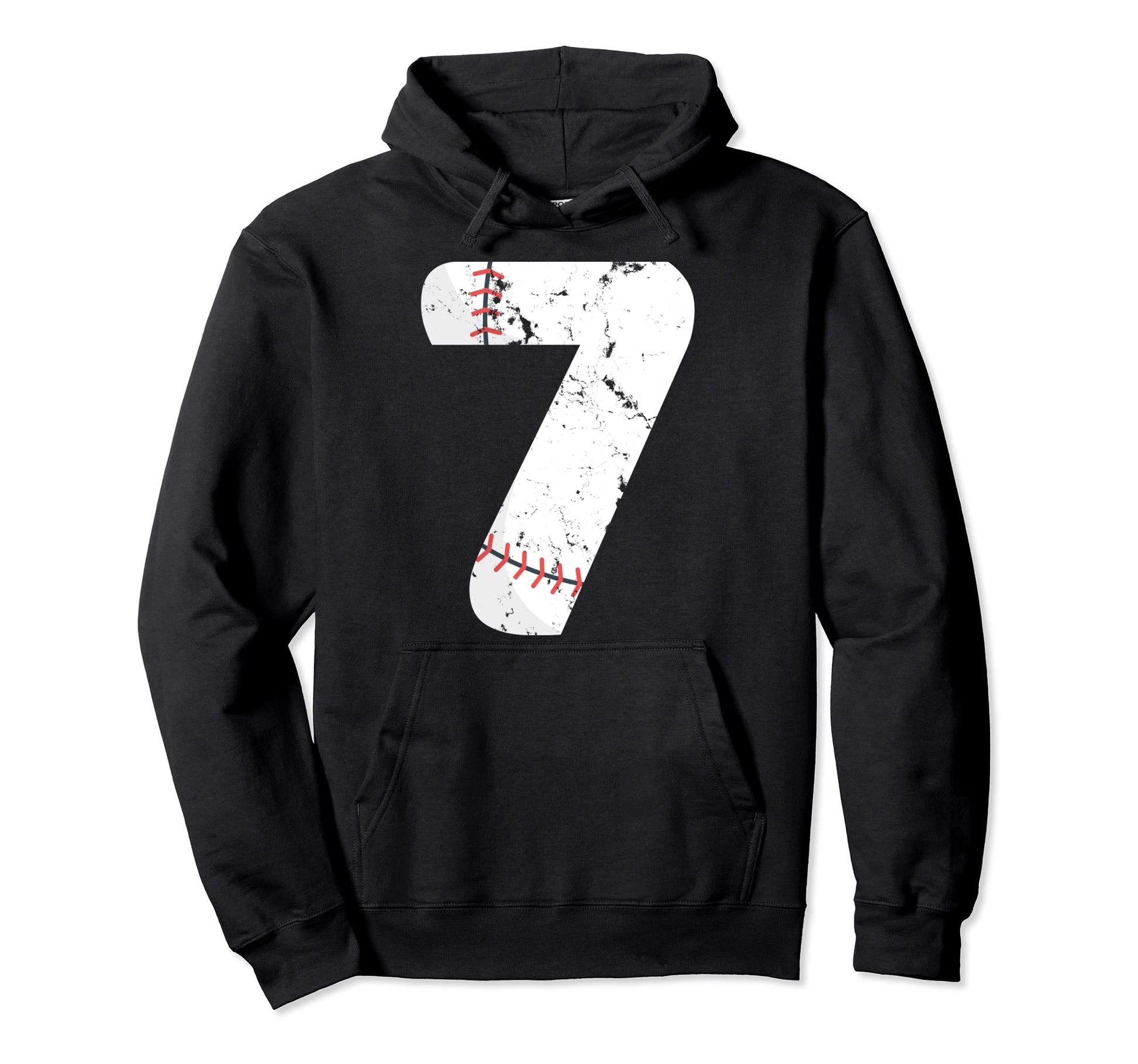 Number 7 Baseball Distressed Team Hoodie - Aesthetic Graphic Unisex - T-Shirt, Sweatshirt, Hoodie