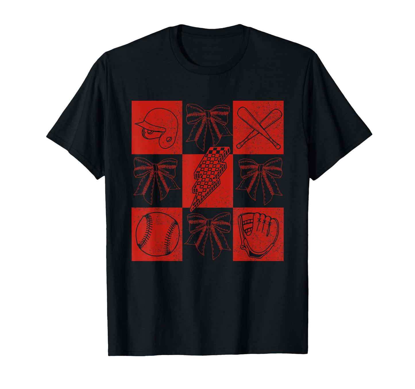 Baseball Mama Coquette Checkered T-Shirt - Minimalist Print Unisex - T-Shirt, Sweatshirt, Hoodie