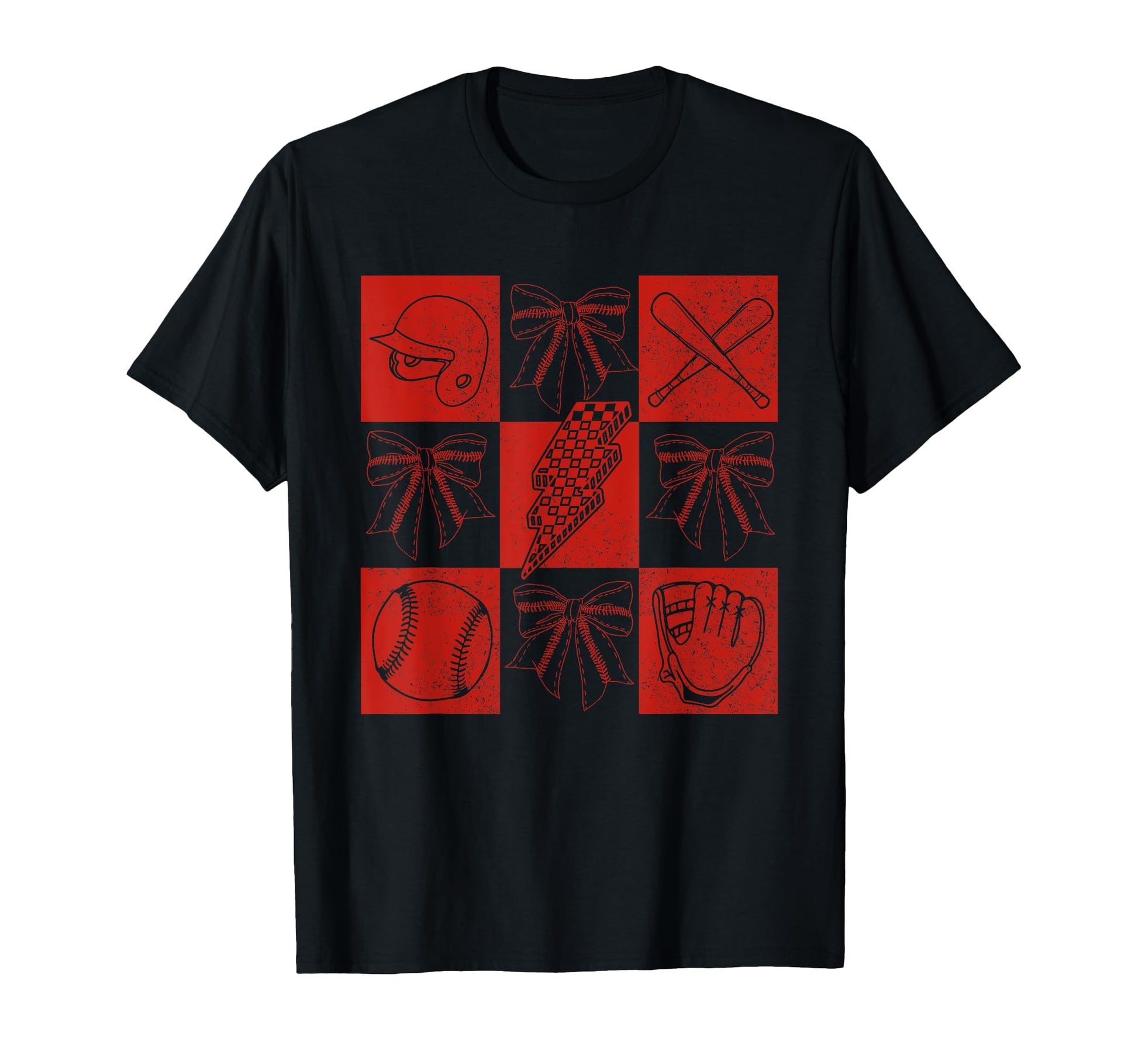 Baseball Mama Coquette Checkered T-Shirt - Minimalist Print Unisex - T-Shirt, Sweatshirt, Hoodie