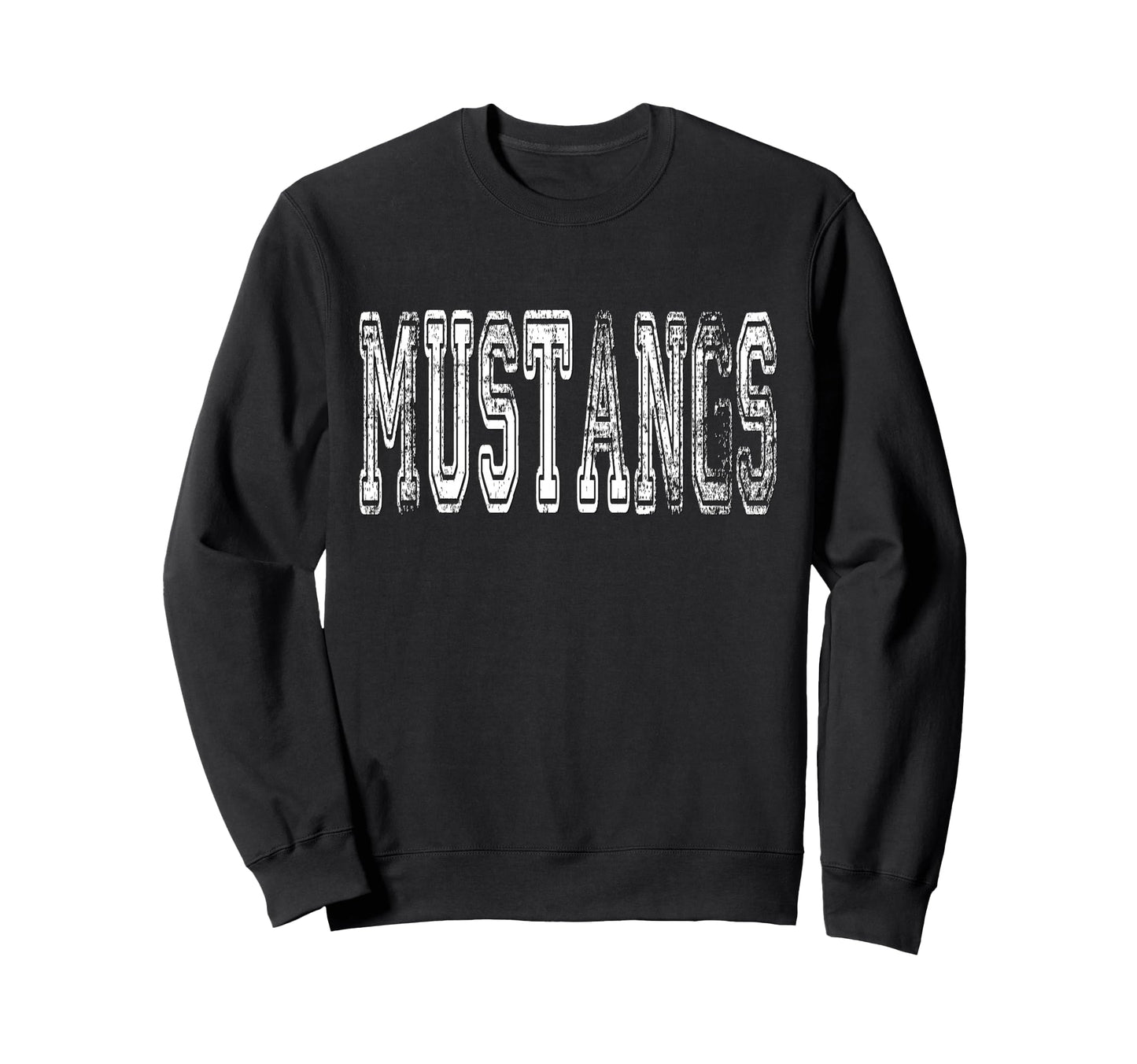 Mustangs Mascot Distressed School Sweatshirt - Streetwear Style Men Women - T-Shirt, Sweatshirt, Hoodie