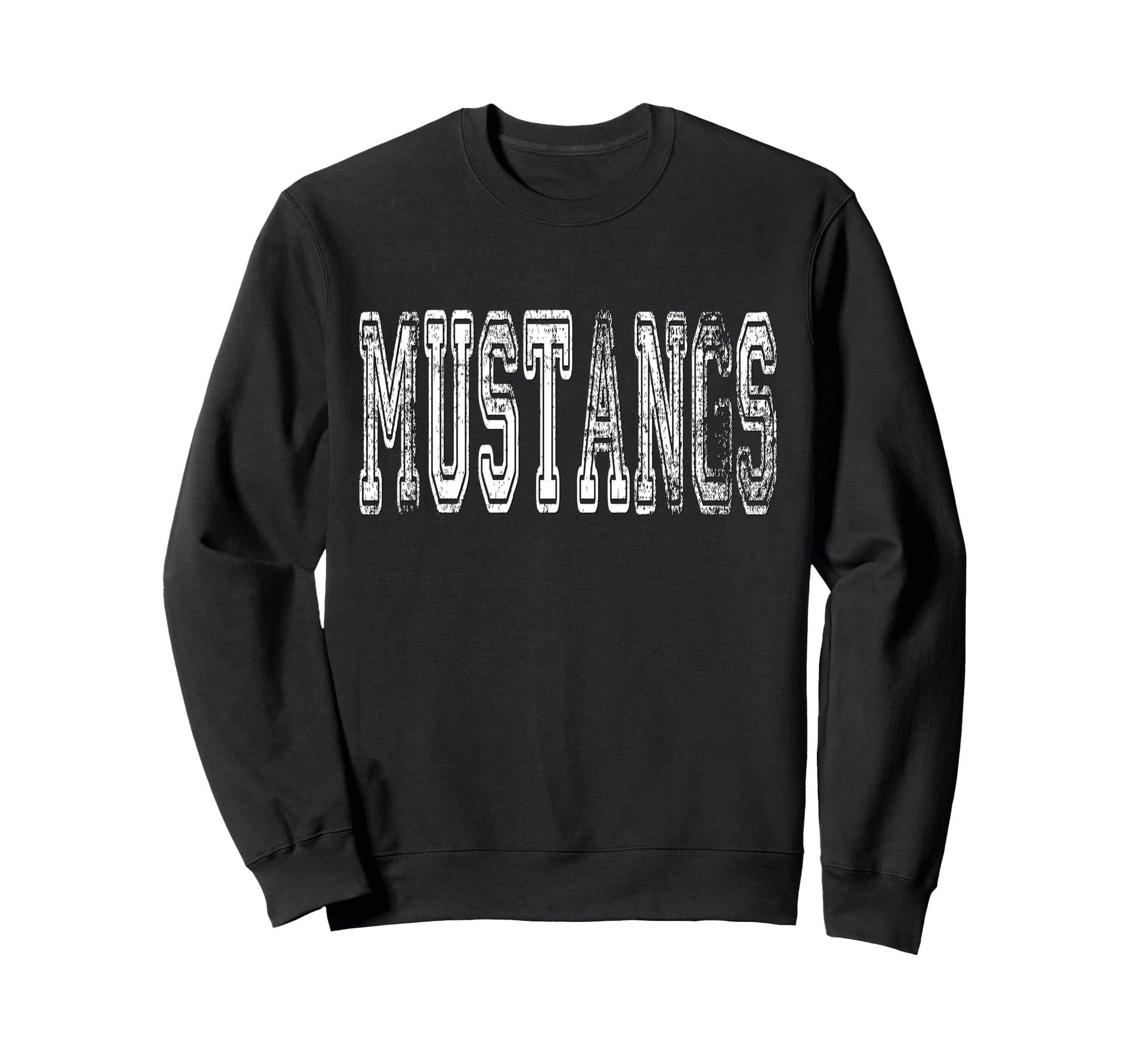 Mustangs Mascot Distressed School Sweatshirt - Streetwear Style Men Women - T-Shirt, Sweatshirt, Hoodie
