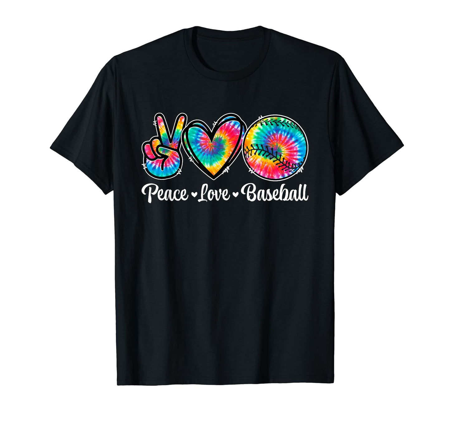 Tie Dye Funny Peace Love Baseball T-Shirt - Trendy Graphic for Adults - T-Shirt, Sweatshirt, Hoodie