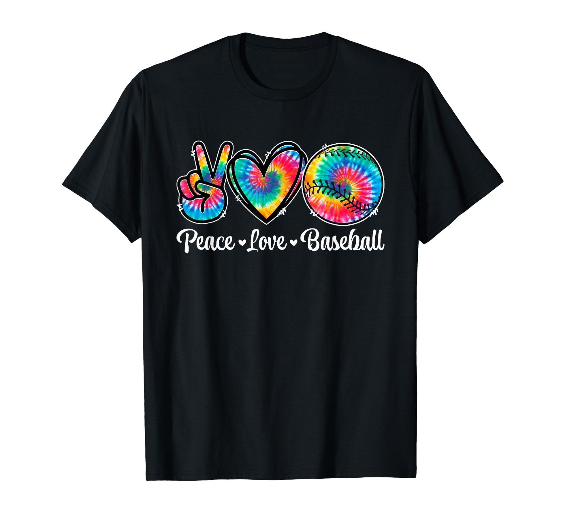 Tie Dye Funny Peace Love Baseball T-Shirt - Trendy Graphic for Adults - T-Shirt, Sweatshirt, Hoodie