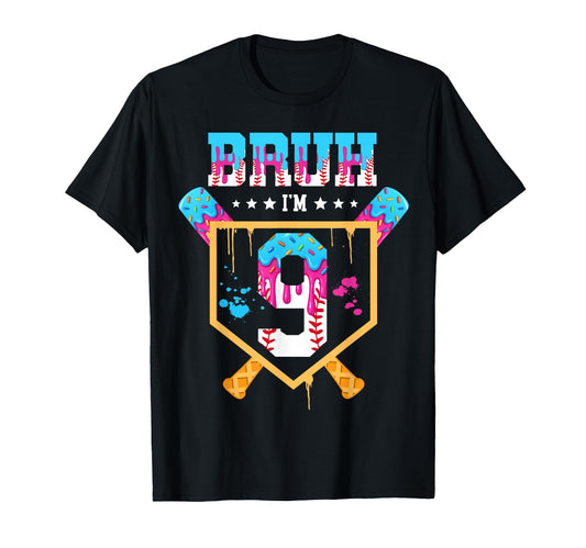 Baseball 9 Year Old Ice Cream Drip T-Shirt - Fun Novelty Design for Adults - T-Shirt, Sweatshirt, Hoodie