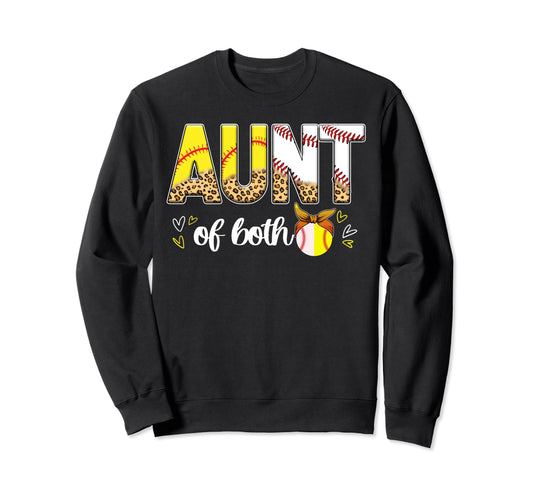 Aunt Both Leopard Baseball Softball Sweatshirt - Trendy Graphic Men Women - T-Shirt, Sweatshirt, Hoodie
