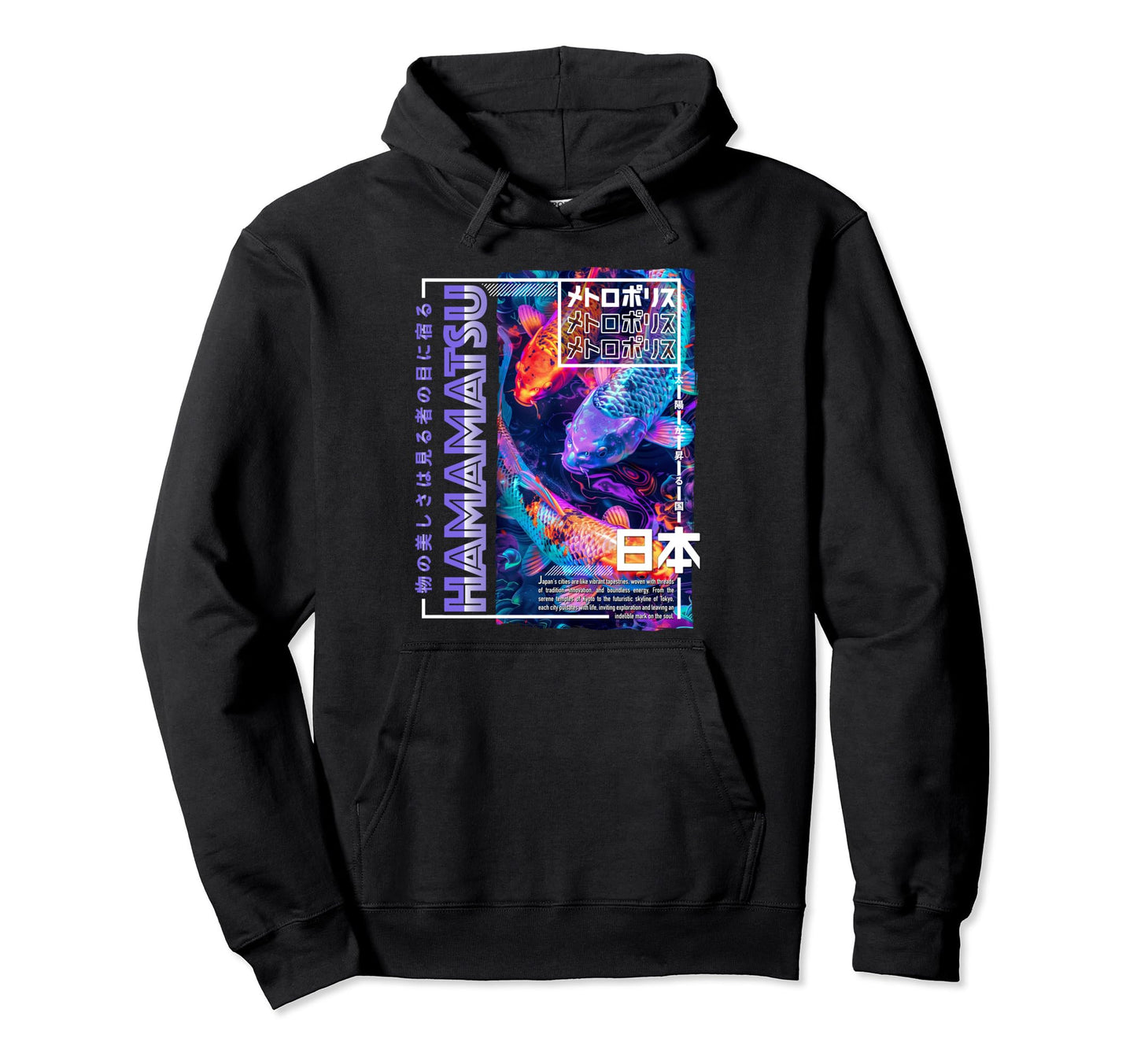Hamamatsu City 80S Synthwave Koi Carp Hoodie - Streetwear Style Men Women - T-Shirt, Sweatshirt, Hoodie