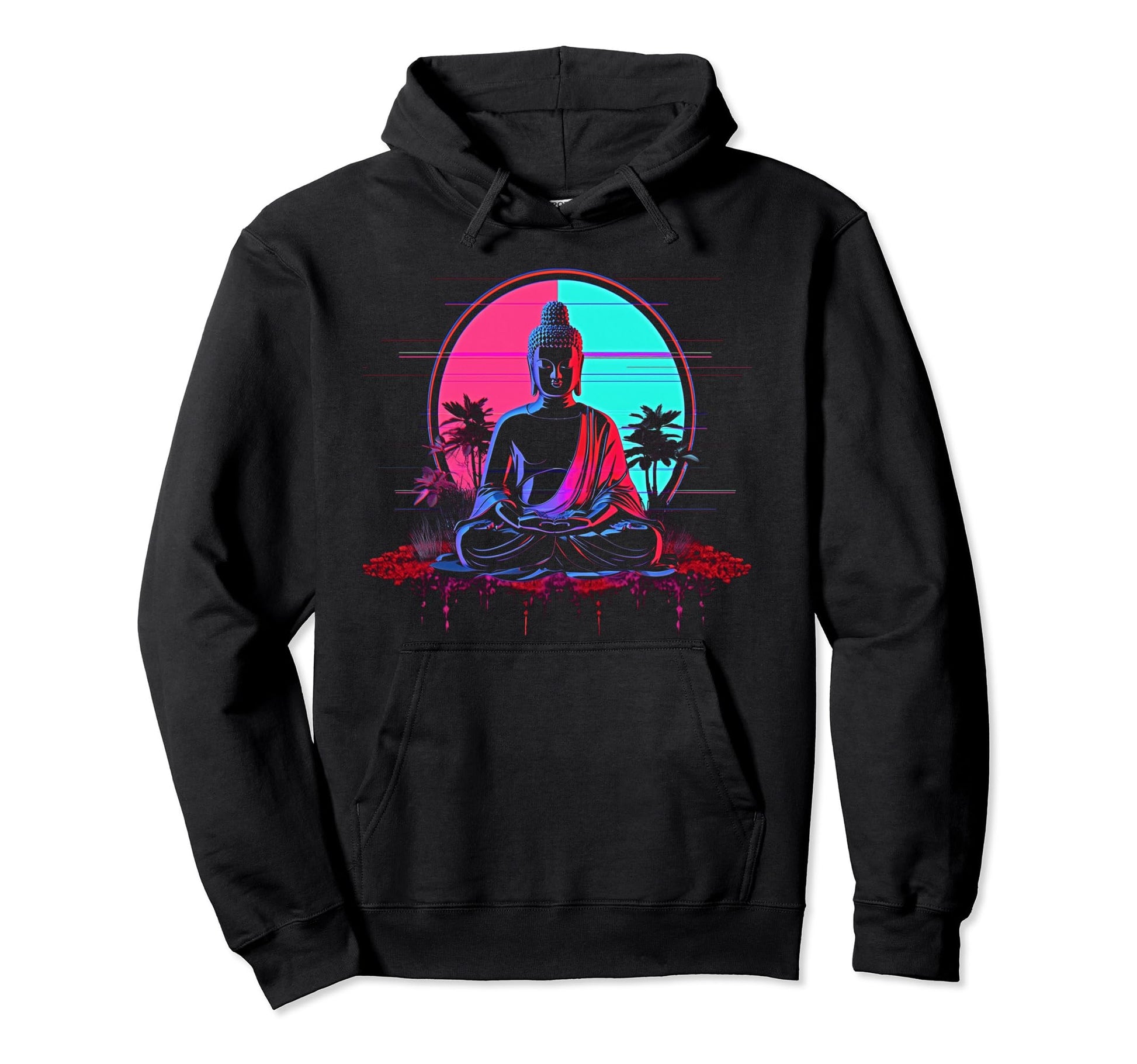 Vaporwave Buddha 80S Synthwave 6 Hoodie - Custom Art Print Unisex - T-Shirt, Sweatshirt, Hoodie