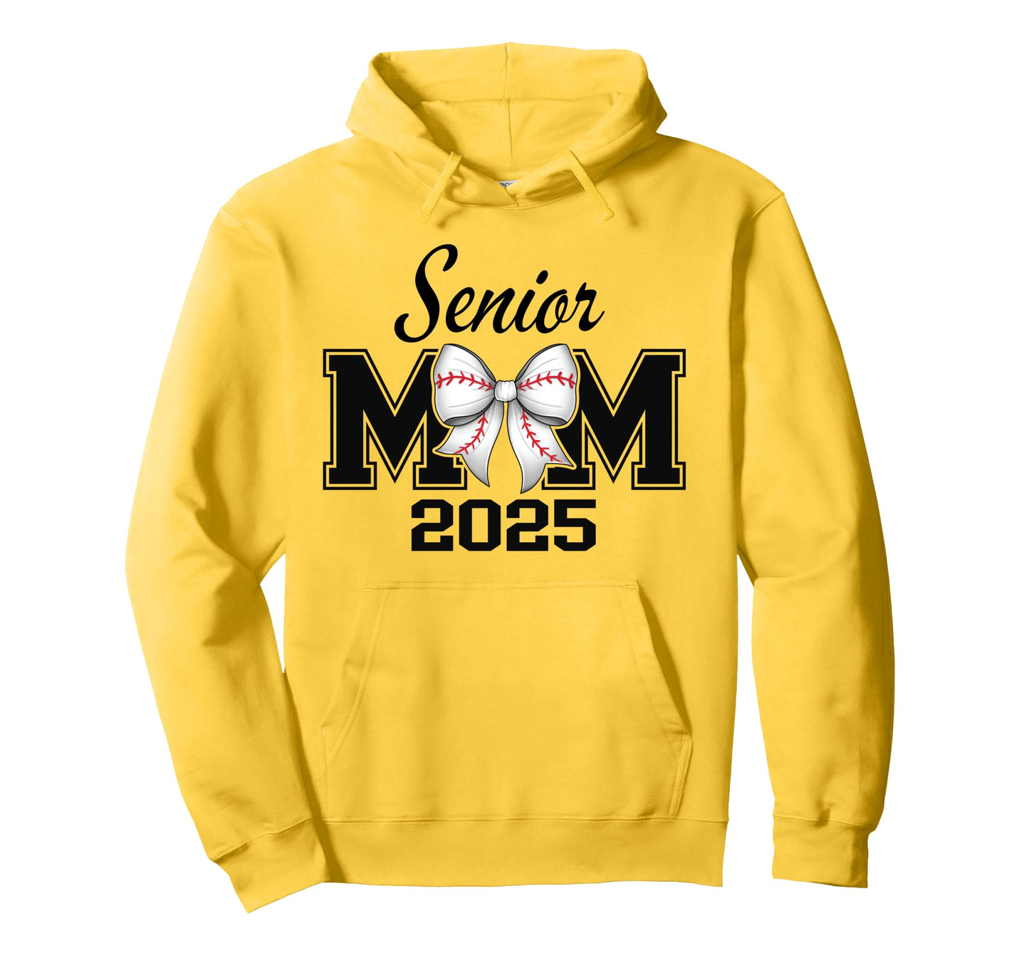Senior Mom 2025 Baseball Bow Coquette Hoodie - Trendy Graphic for Adults - T-Shirt, Sweatshirt, Hoodie