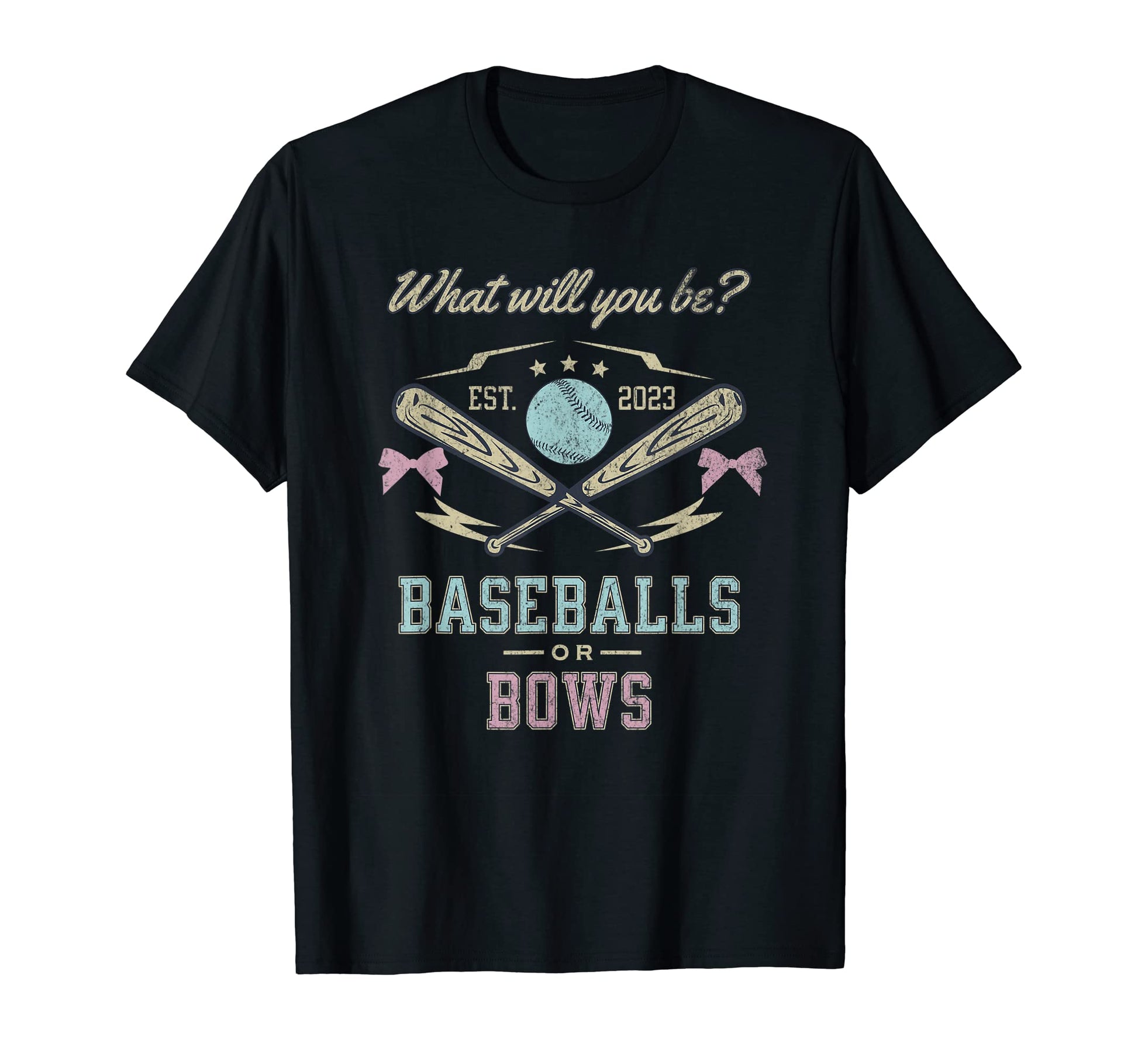 Baseball Or Bows Gender Reveal 2023 Party T-Shirt - Trendy Graphic Unisex - T-Shirt, Sweatshirt, Hoodie