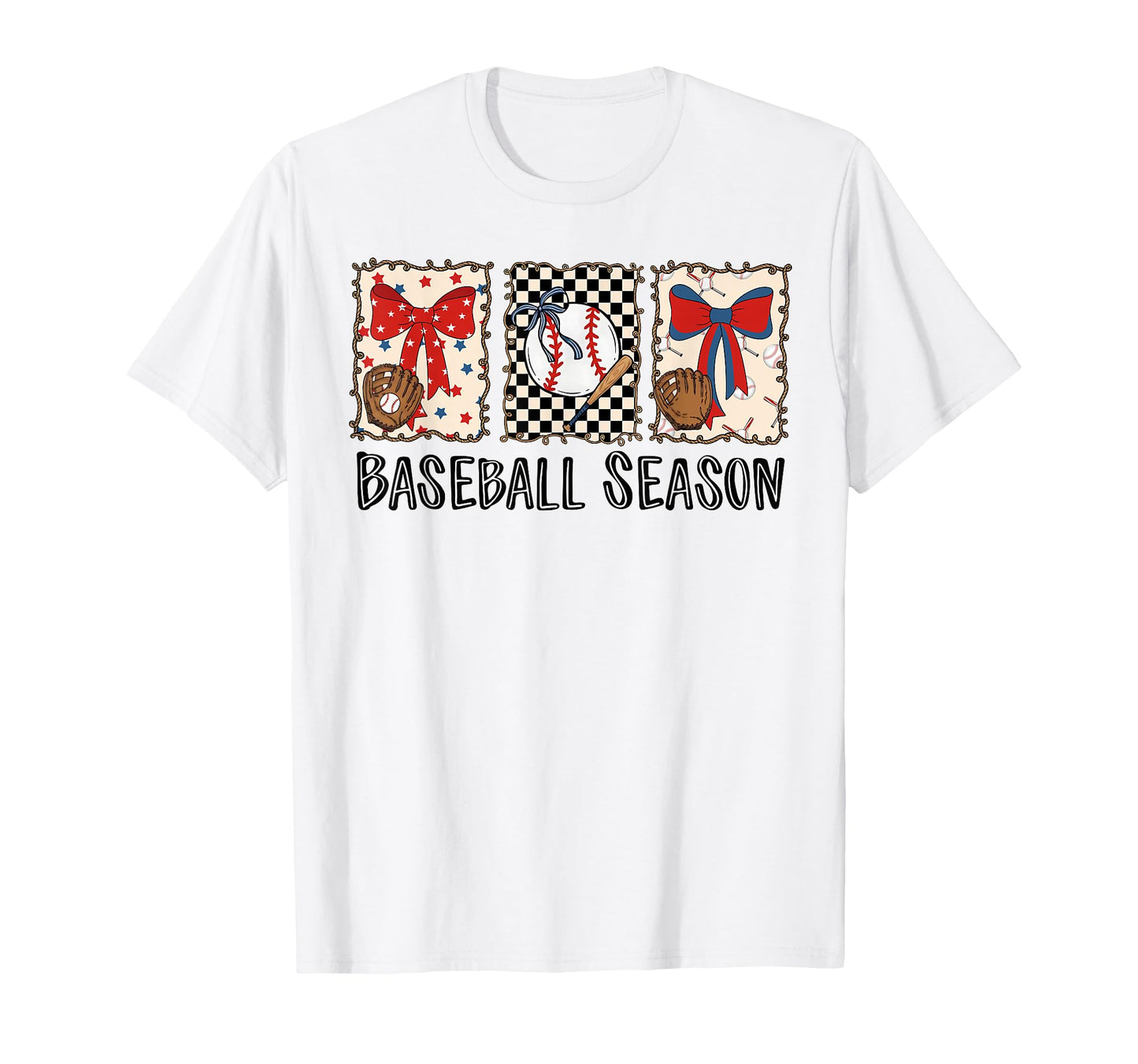 Preppy Baseball Season Coquette Bow T-Shirt - Custom Art Print Men Women - T-Shirt, Sweatshirt, Hoodie