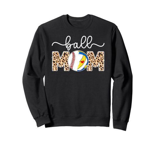 Ball Mom Leopard Baseball Sweatshirt - Custom Art Print Men Women - T-Shirt, Sweatshirt, Hoodie