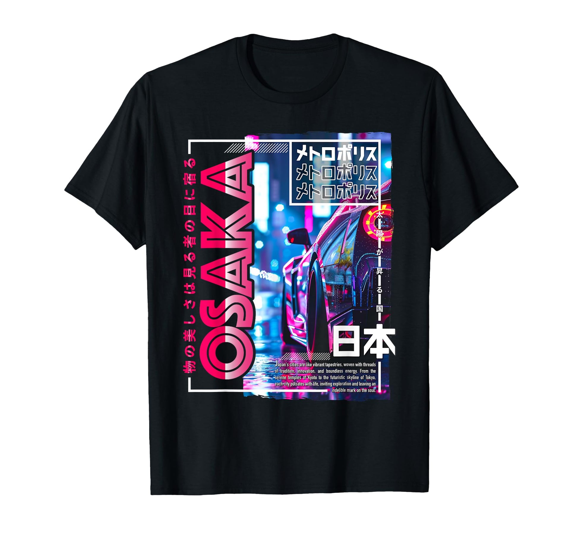 Osaka City 80S Synthwave Racing Car T-Shirt - Novelty Apparel Men Women - T-Shirt, Sweatshirt, Hoodie