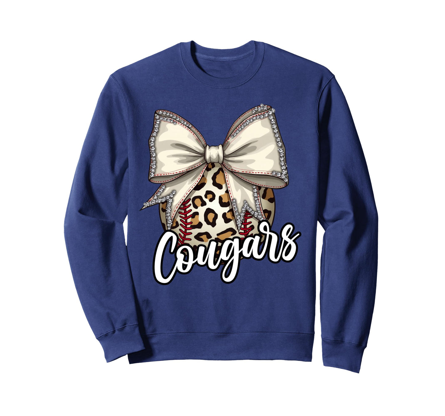 Cougars Baseball Mom Leopard Sweatshirt - Aesthetic Graphic Men Women - T-Shirt, Sweatshirt, Hoodie