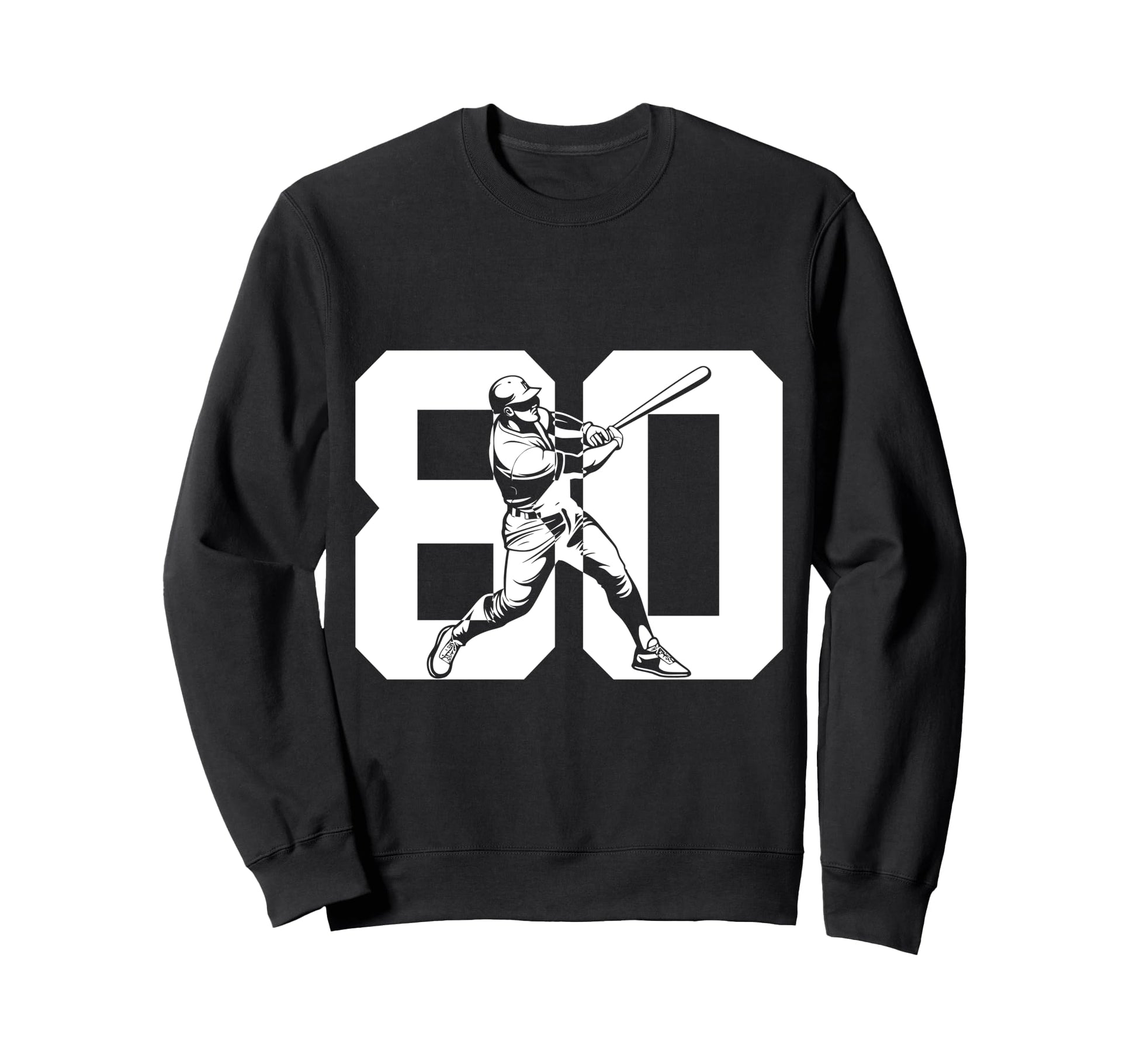 Number 80 Years Baseball 80Th Sweatshirt - Aesthetic Graphic Men Women - T-Shirt, Sweatshirt, Hoodie