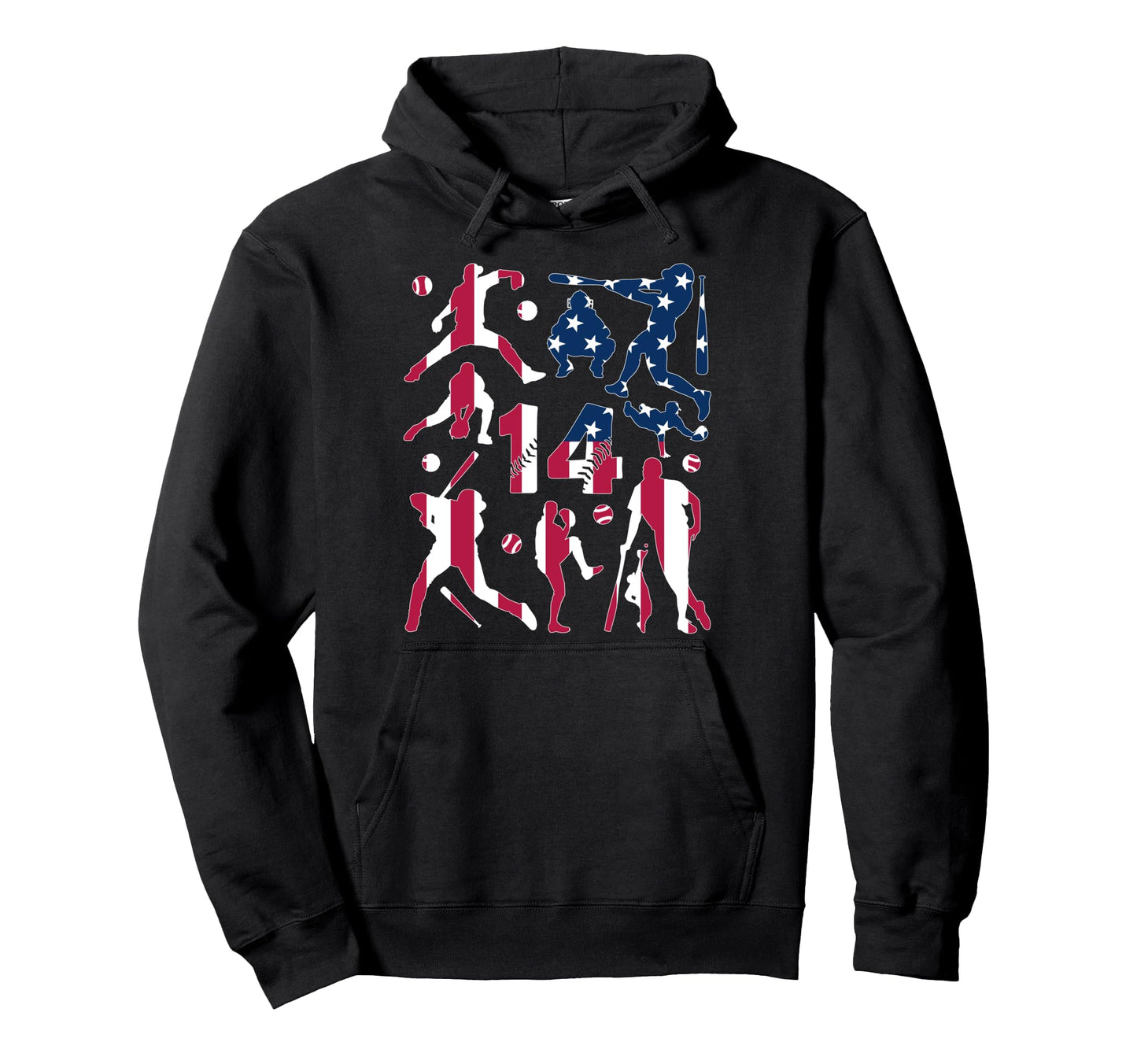 Number 14 Years Baseball 14Th Hoodie - Fun Novelty Design for Adults - T-Shirt, Sweatshirt, Hoodie