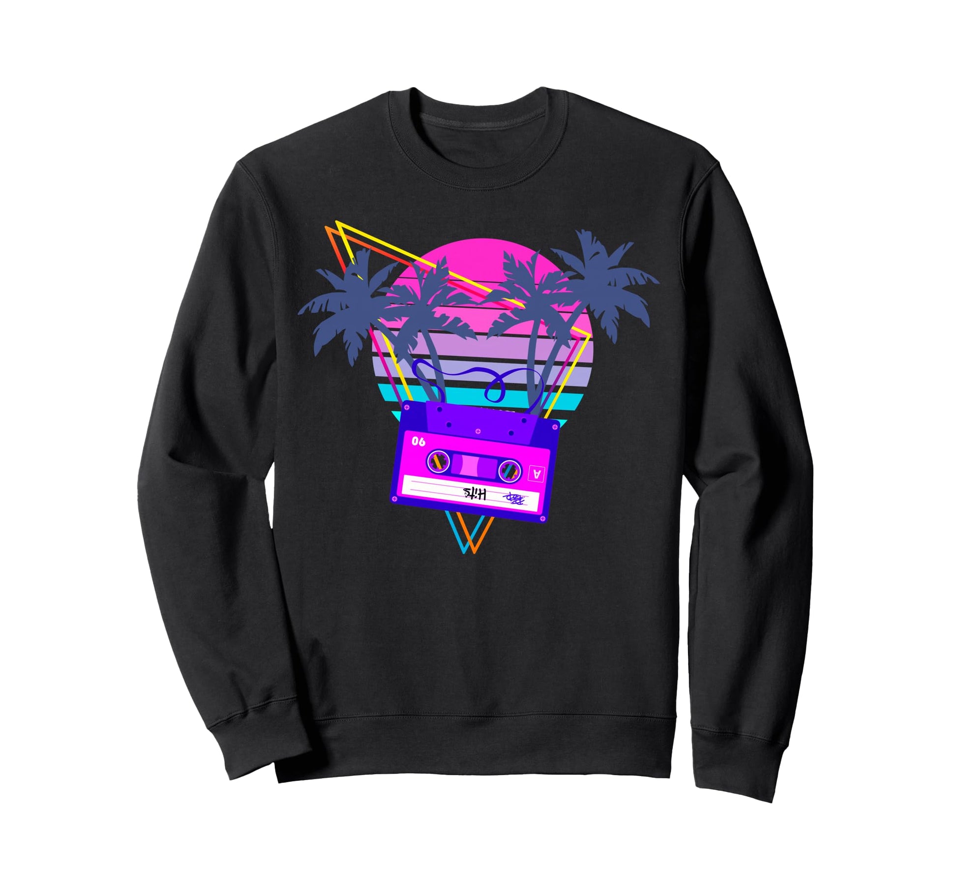 90S Vaporwave Sunset Cassette Sweatshirt - Custom Art Print for Adults - T-Shirt, Sweatshirt, Hoodie