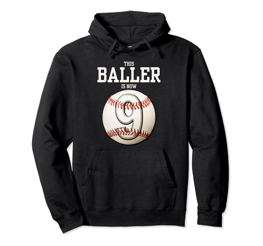 9 Years Old Baseball Themed 9Th Birthday Hoodie - Aesthetic Graphic Unisex - T-Shirt, Sweatshirt, Hoodie