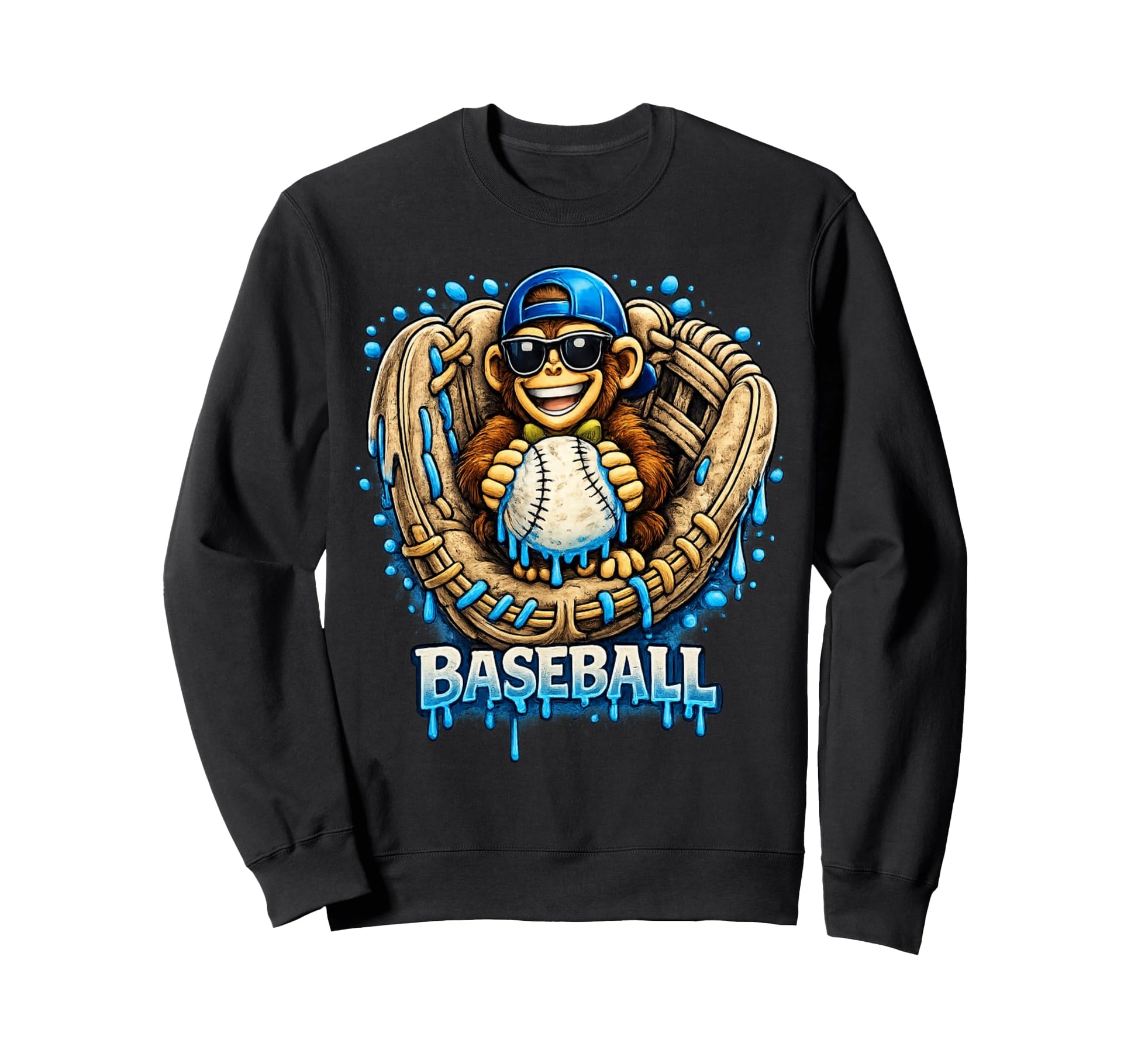 Monkey Funny Animals Baseball Ice Sweatshirt - Novelty Apparel Unisex - T-Shirt, Sweatshirt, Hoodie