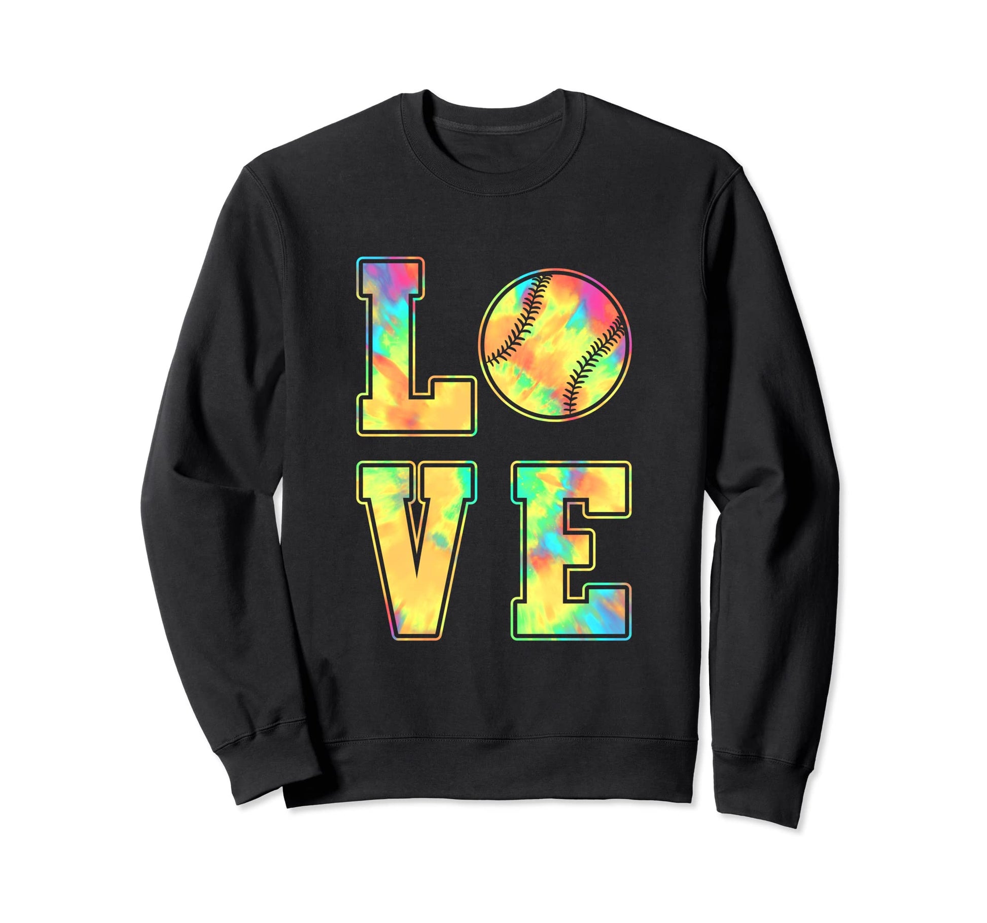 Baseball Colorful Tie Dye Love Sweatshirt - Graphic Print for Adults - T-Shirt, Sweatshirt, Hoodie