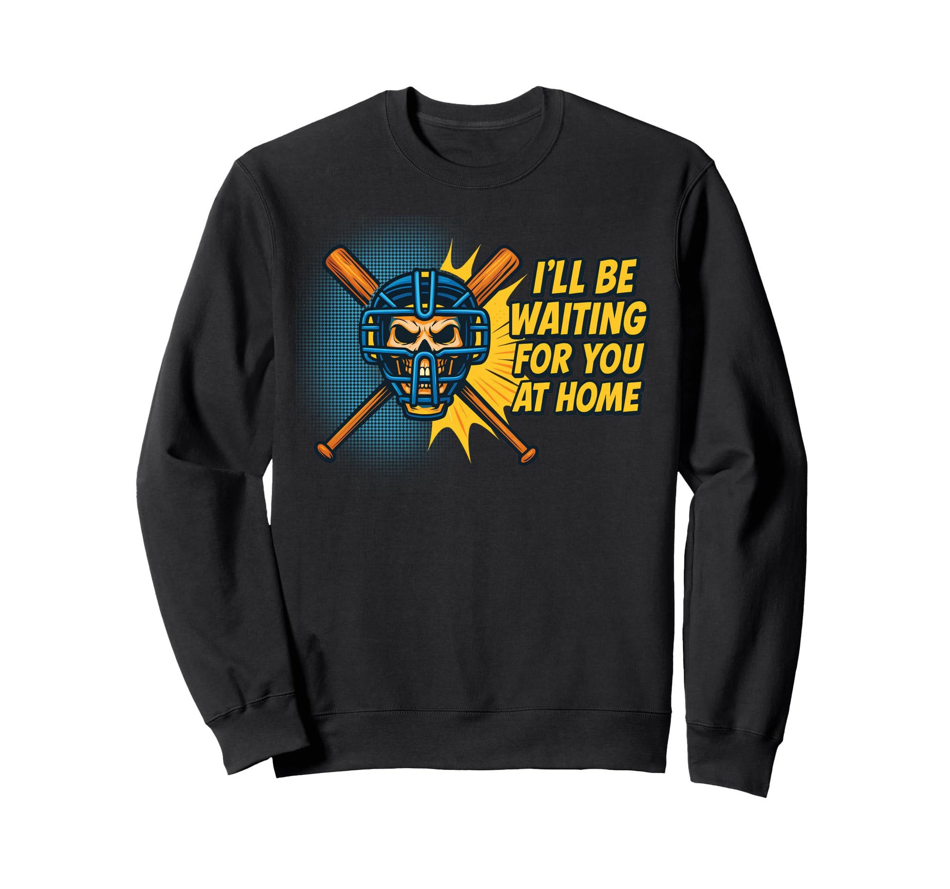 Baseball Catcher Skull Mask Sweatshirt - Casual Everyday Wear for Adults - T-Shirt, Sweatshirt, Hoodie