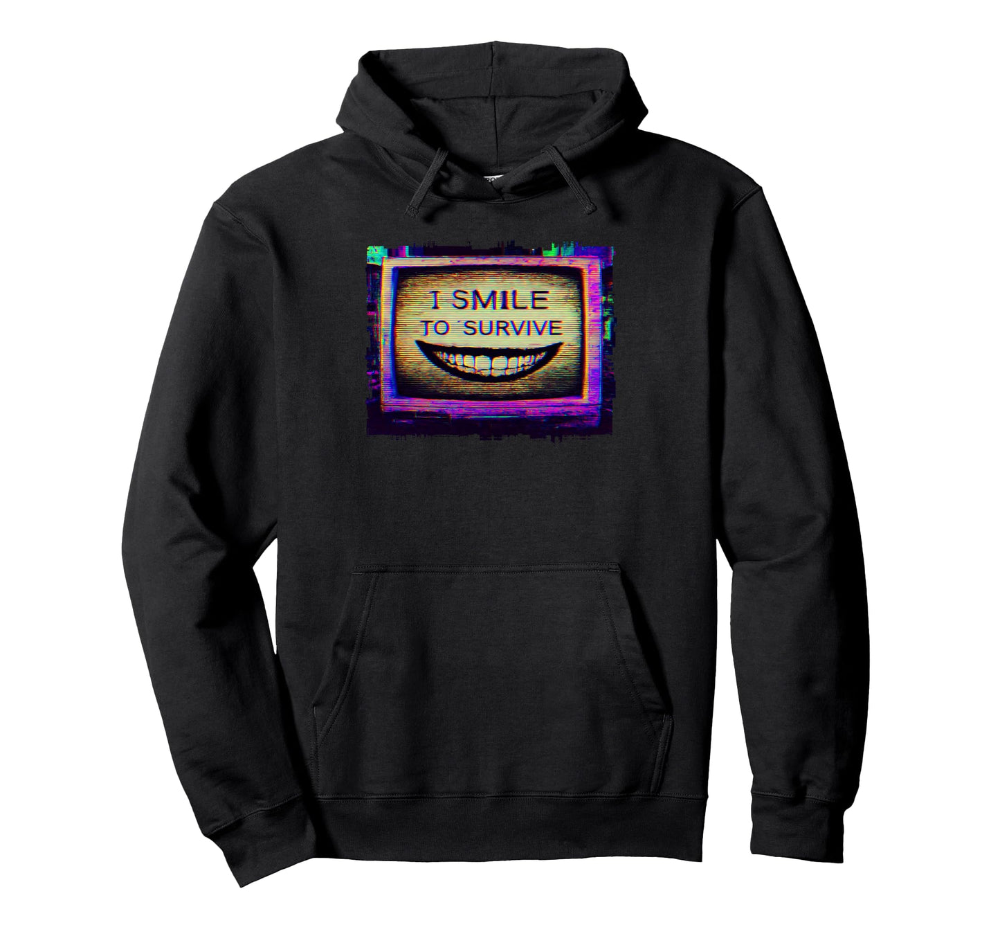 Glitch Television Smile To Survive Hoodie - Unique Graphic for Adults - T-Shirt, Sweatshirt, Hoodie