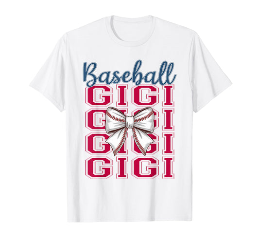Baseball Gigi Coquette Bow Grandma Mothers T-Shirt - Graphic Print Unisex - T-Shirt, Sweatshirt, Hoodie