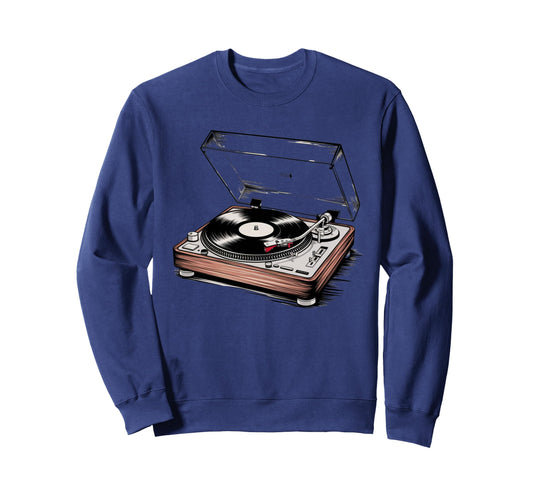 Audio Lp Vinyl Record Player Sweatshirt - Minimalist Print for Adults - T-Shirt, Sweatshirt, Hoodie