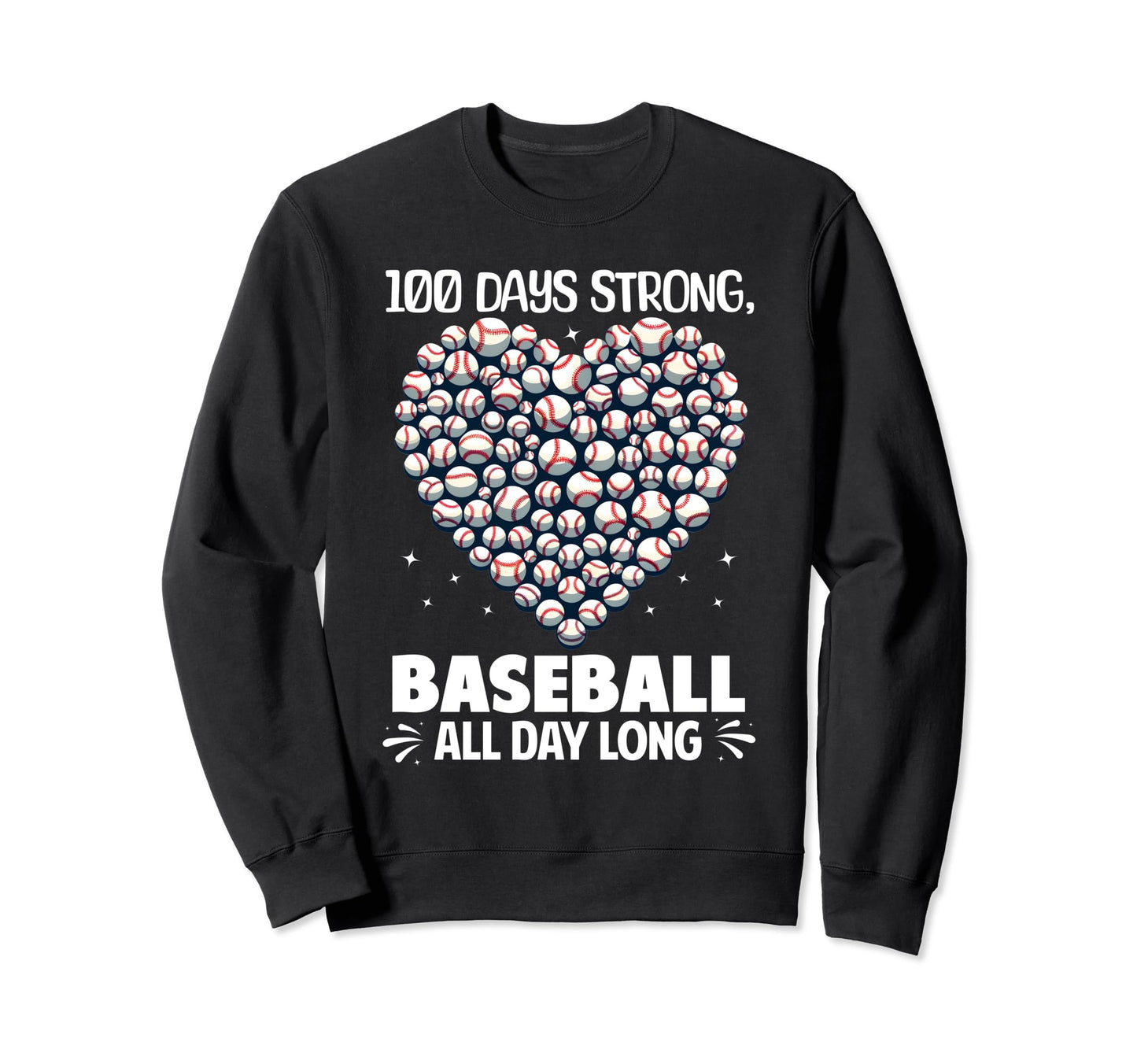 100 Days School Baseball Heart Sweatshirt - Minimalist Print for Adults - T-Shirt, Sweatshirt, Hoodie
